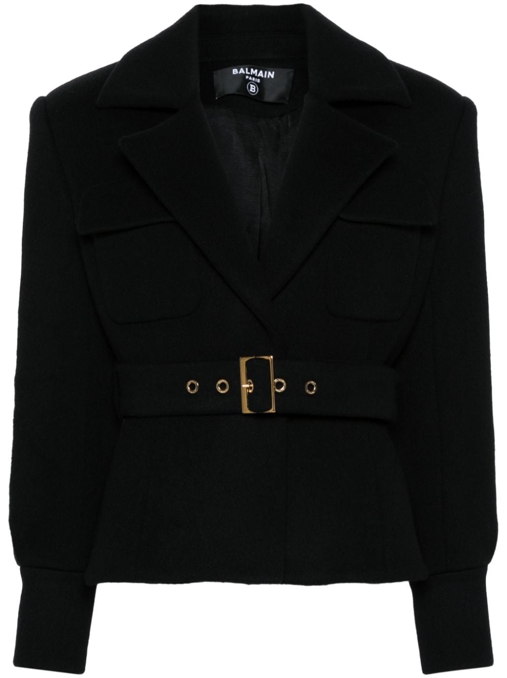 notched-lapel belted jacket - 1