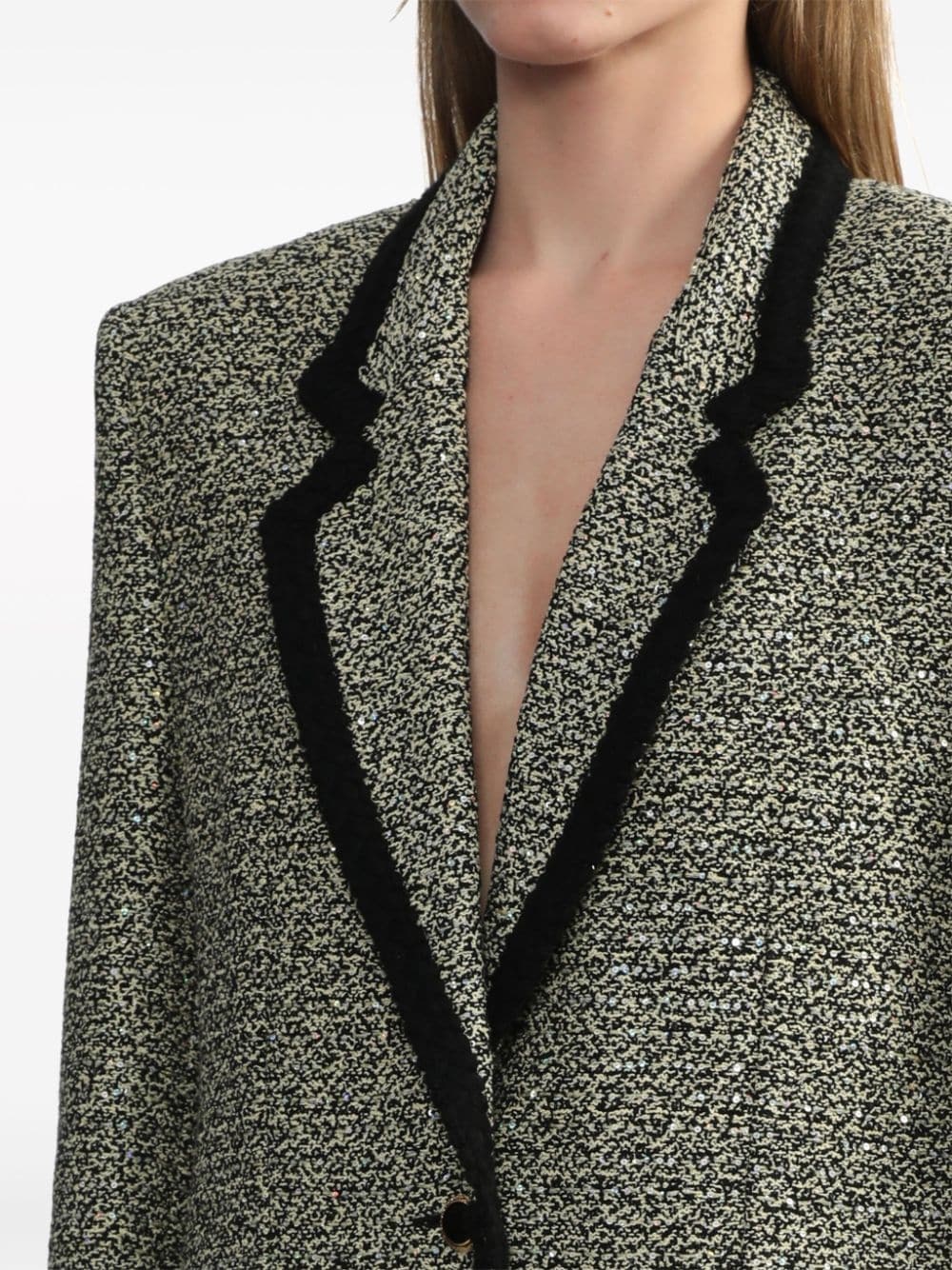 single-breasted tweed blazer - 5
