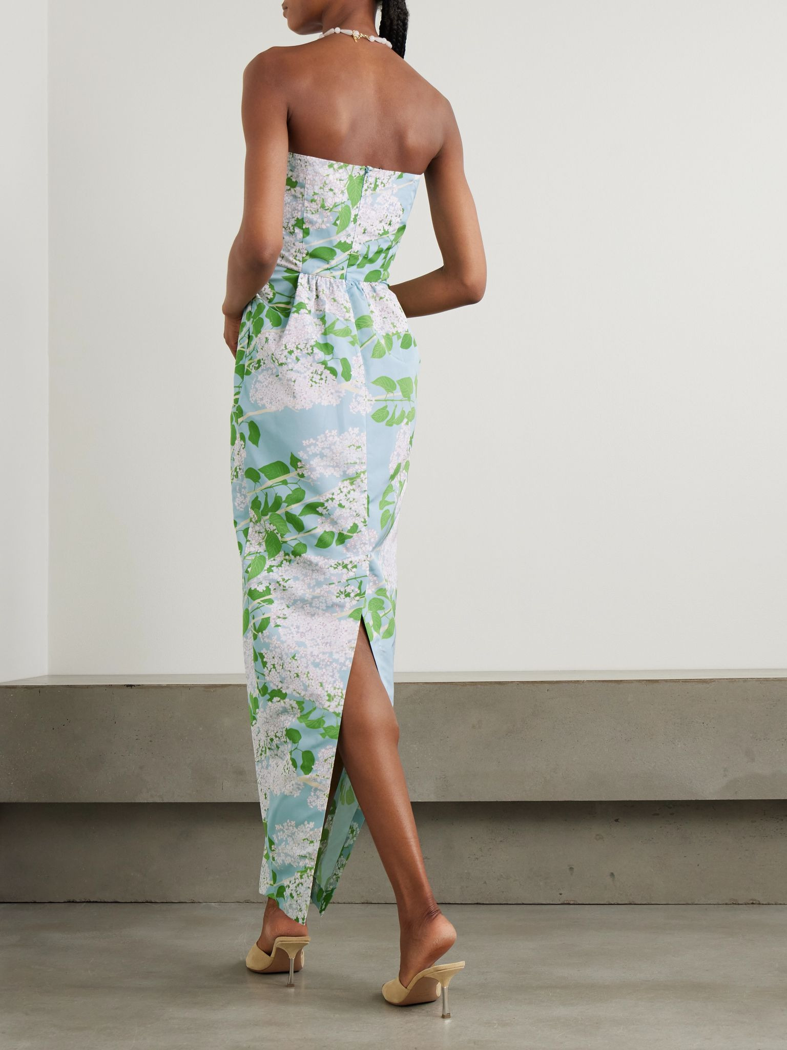 Lena strapless floral-print taffeta gown Green - 3