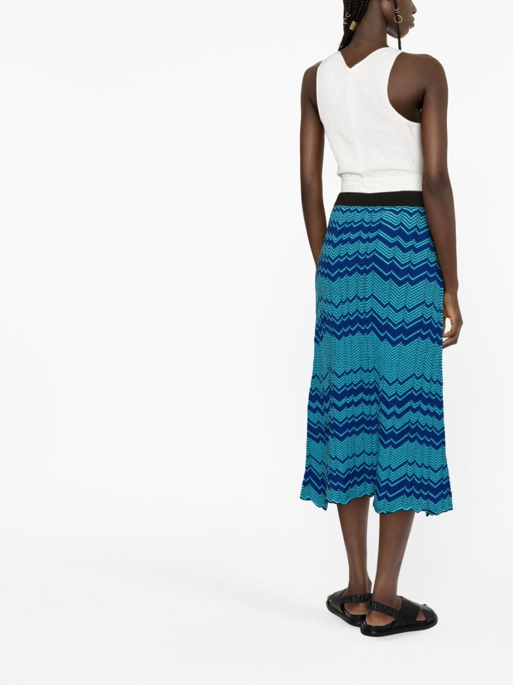Palm zigzag pattern midi skirt - 3