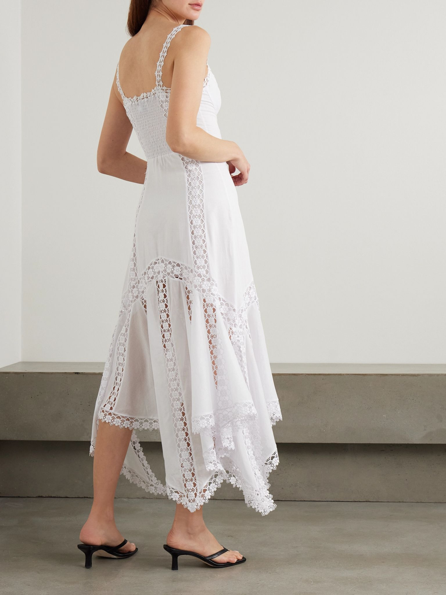 Blossel tiered guipure lace-trimmed cotton-blend voile midi dress White - 3