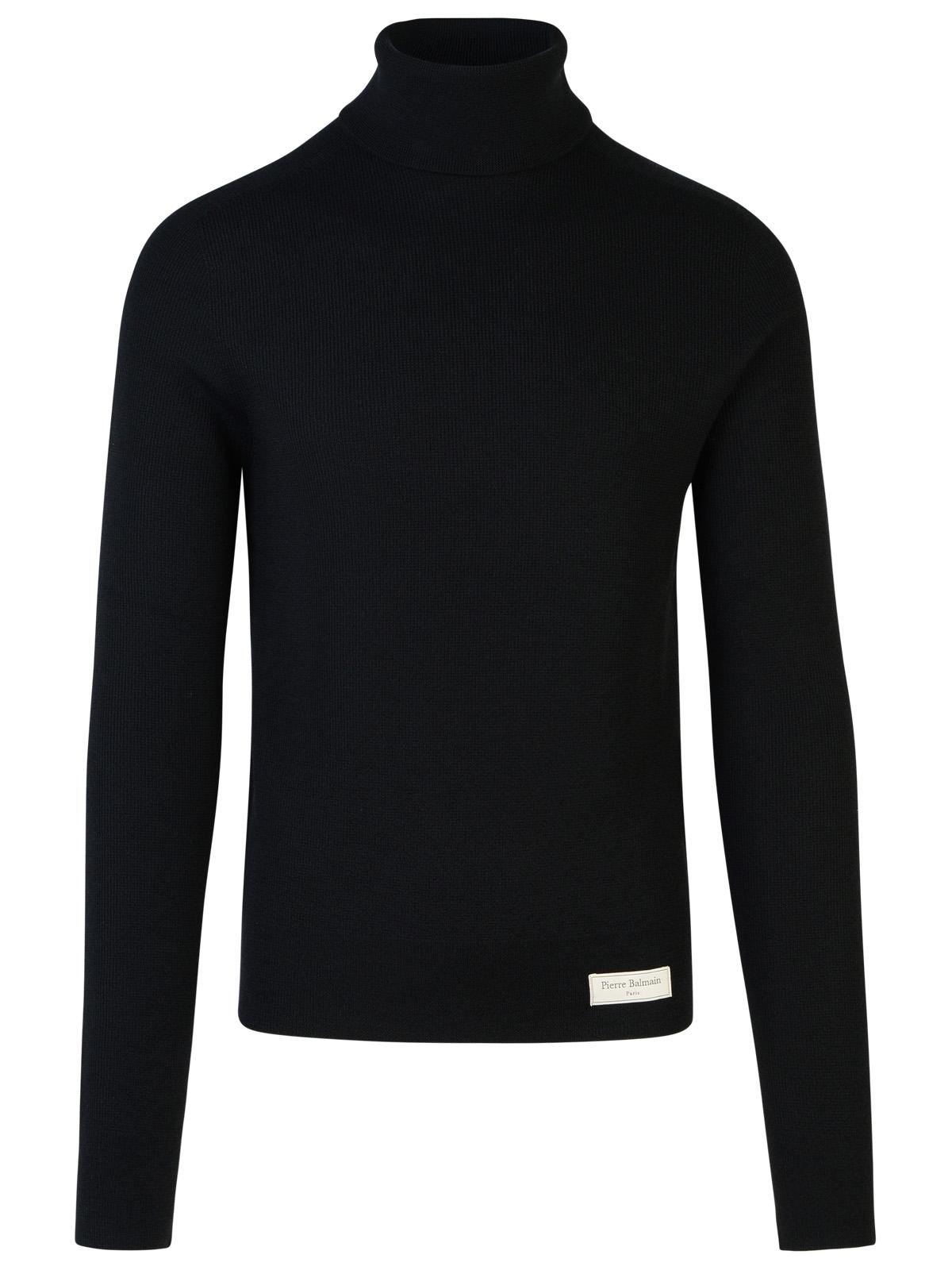Balmain Black Wool Turtleneck Sweater - 1