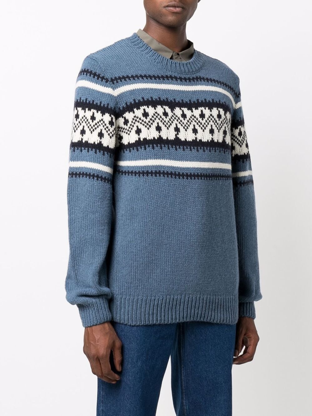 jacquard-print crew neck jumper - 3