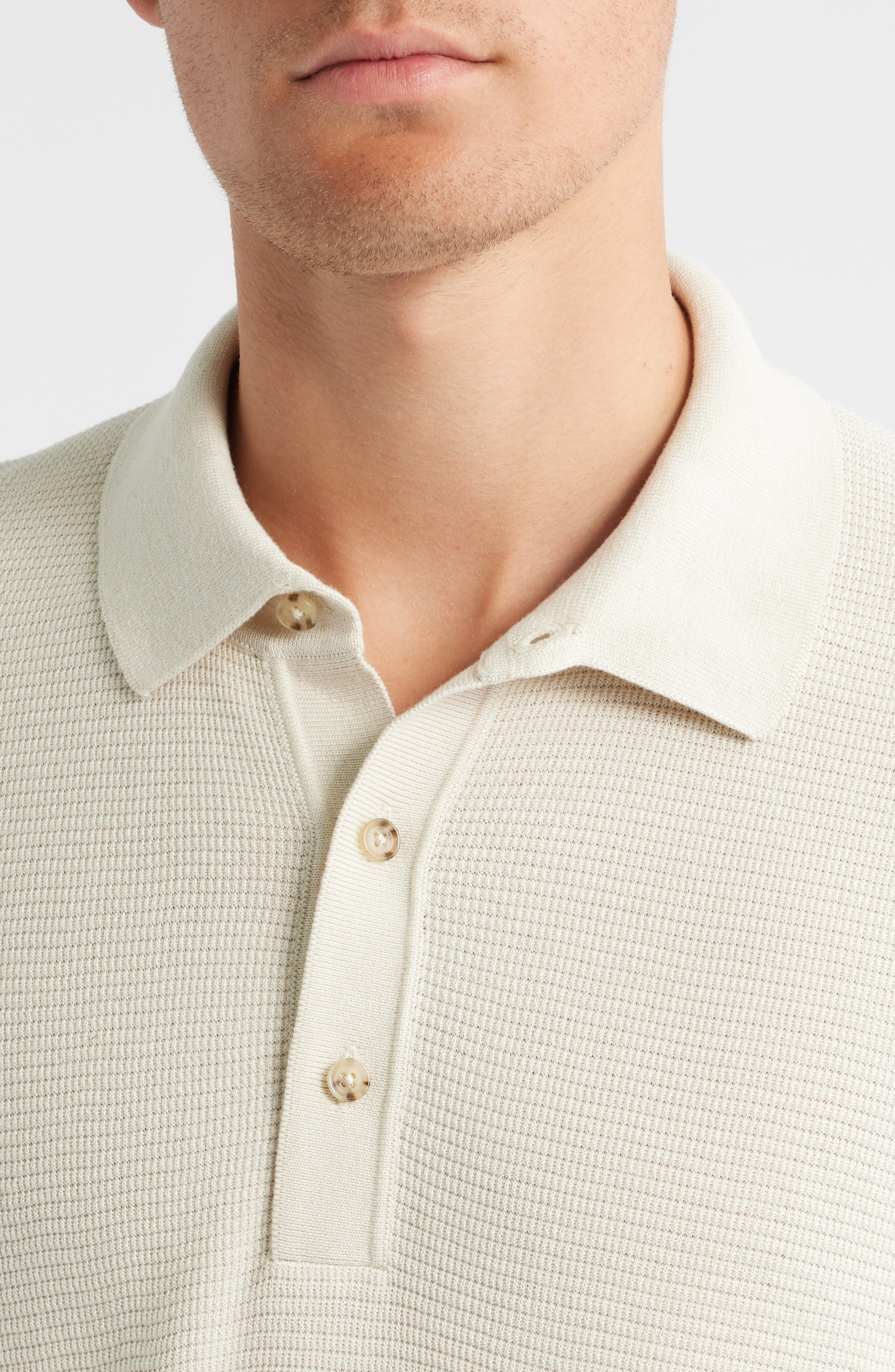 BOSS Iannotti Cotton Blend Polo in Open White at Nordstrom - 4