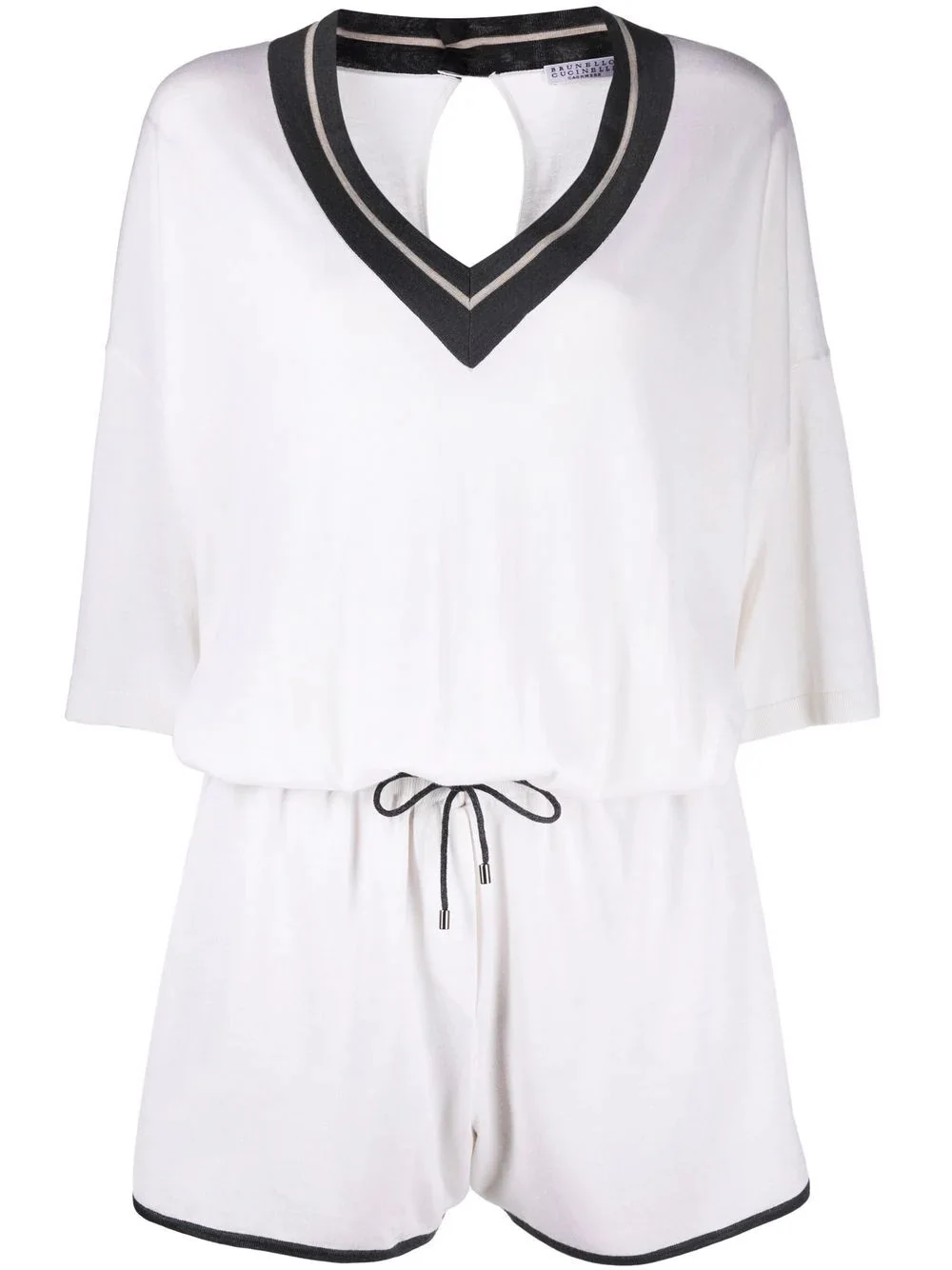 V-neck fine-knit top - 1