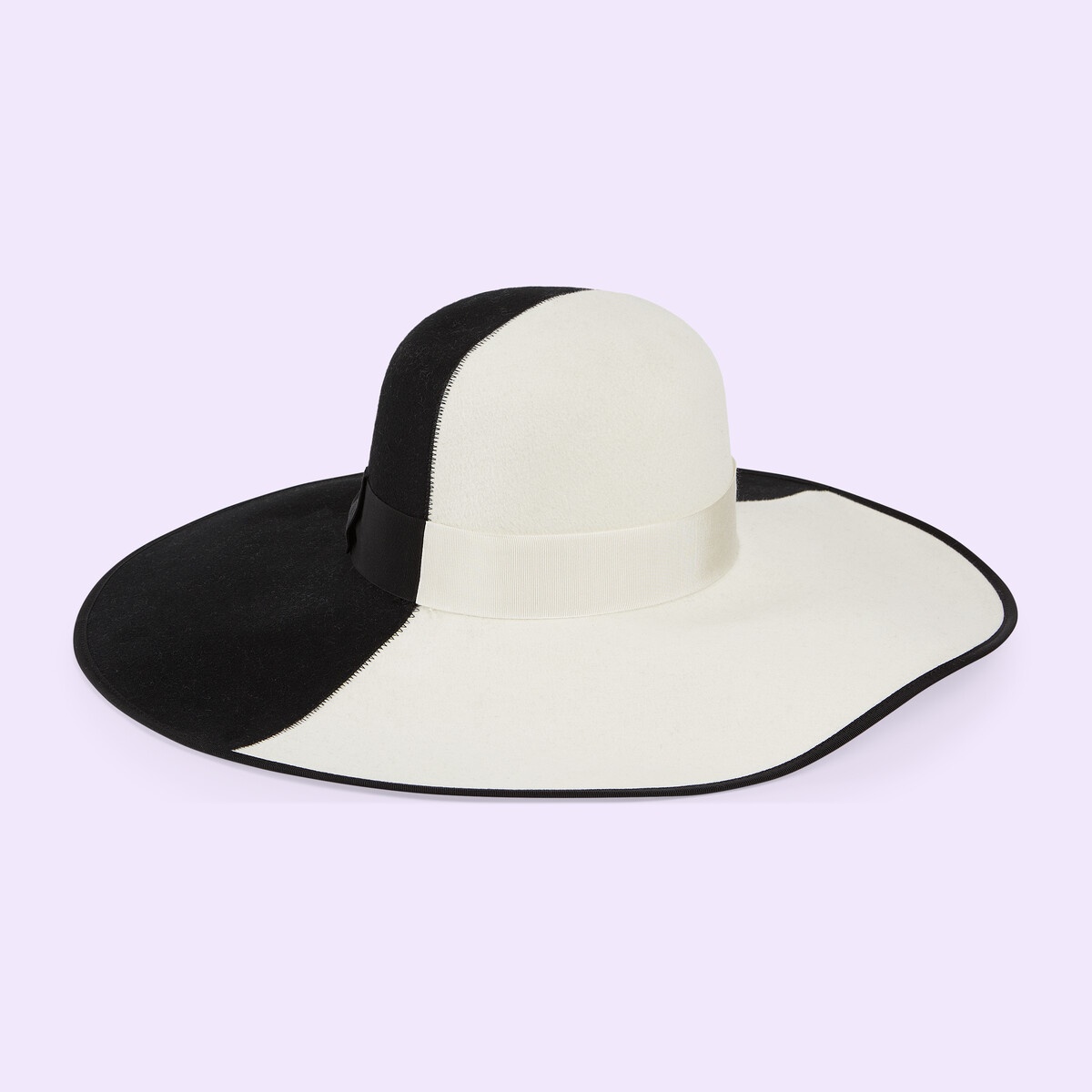 Felt wide-brimmed hat with bow - 4