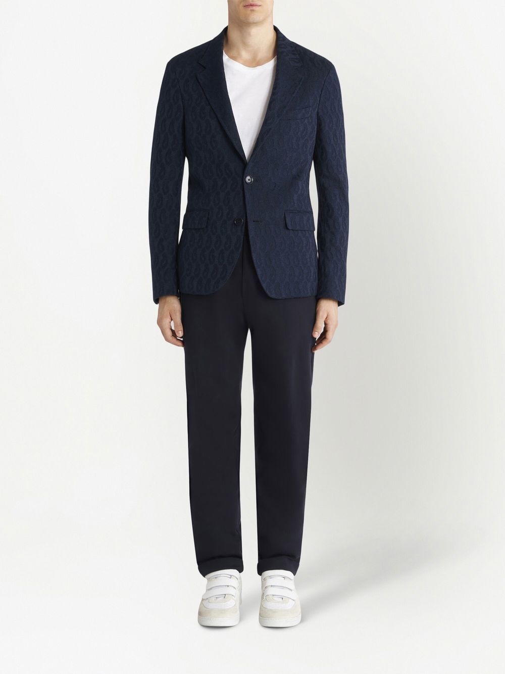 paisley-jacquard single-breasted blazer - 3