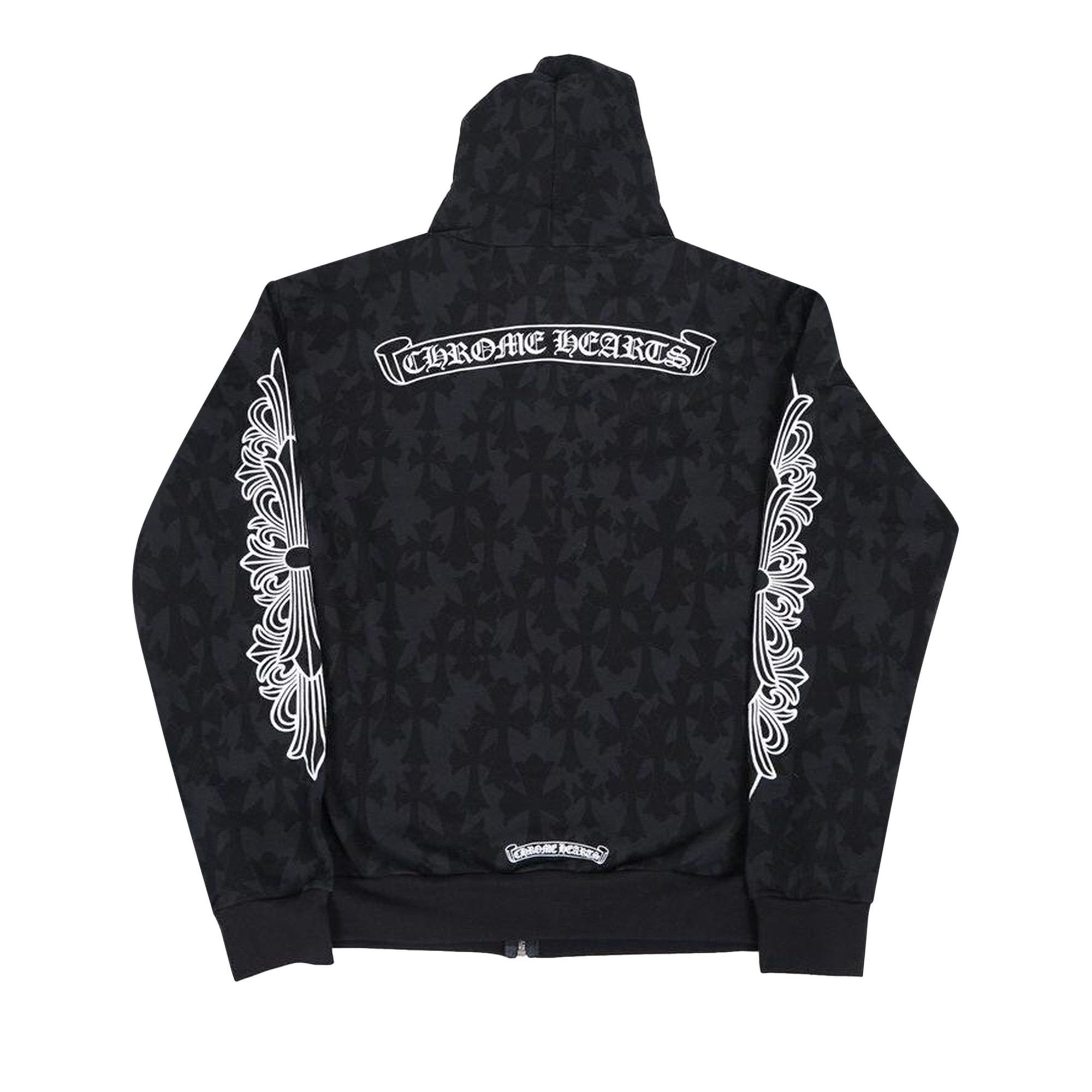 Chrome Hearts Plus Cross All Over Print Zip Up Hoodie 'Black' - 2