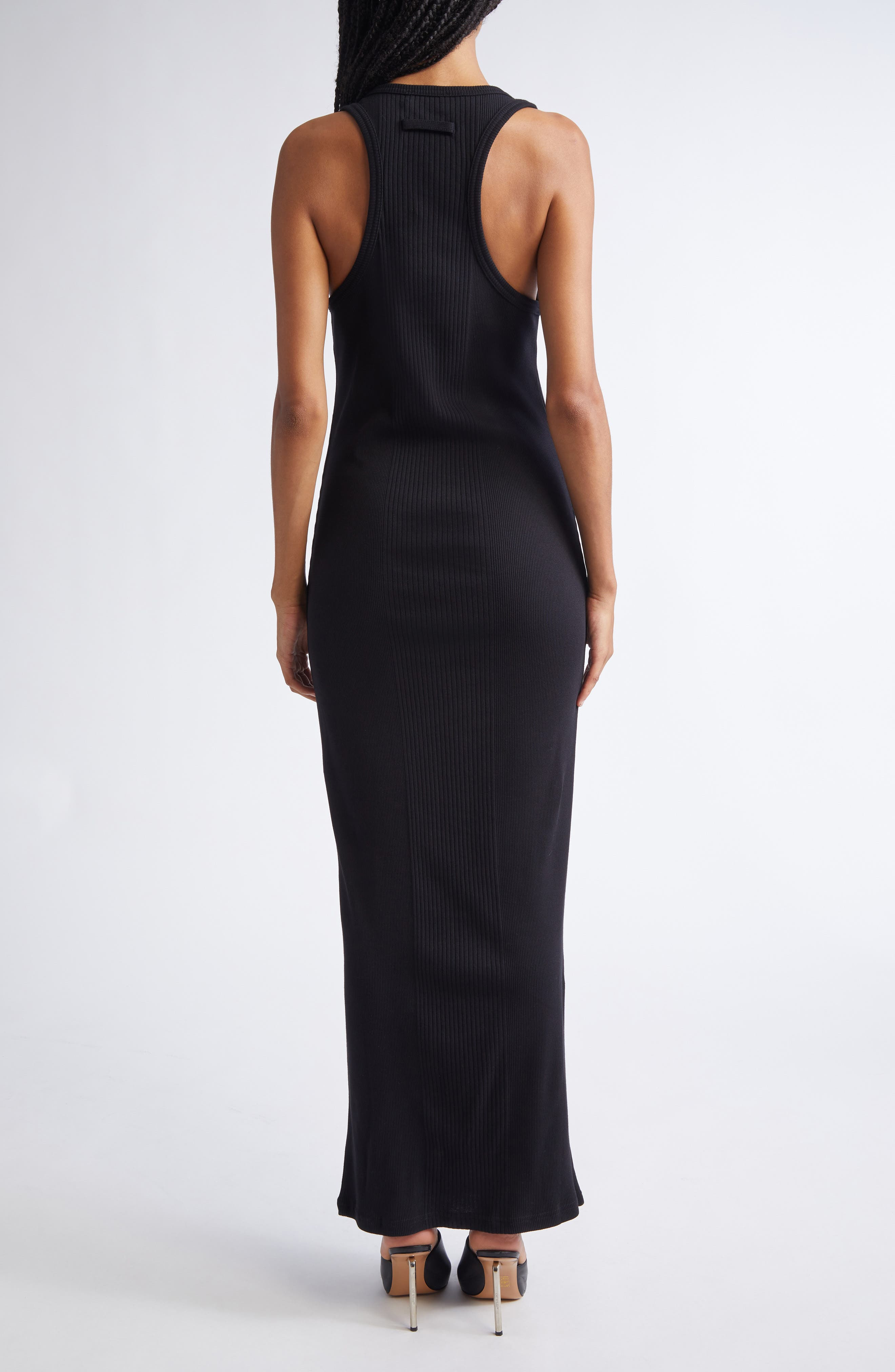 Jean Paul Gaultier Ring Detail Cotton Rib Tank Dress in Black at Nordstrom - 2