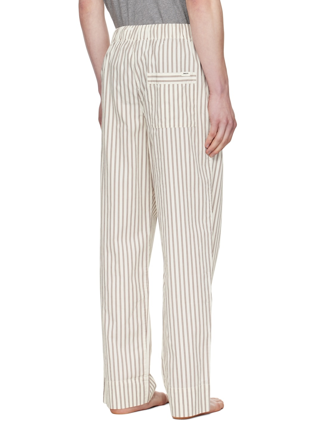 Brown & Off-White Poplin Pyjama Pants - 3