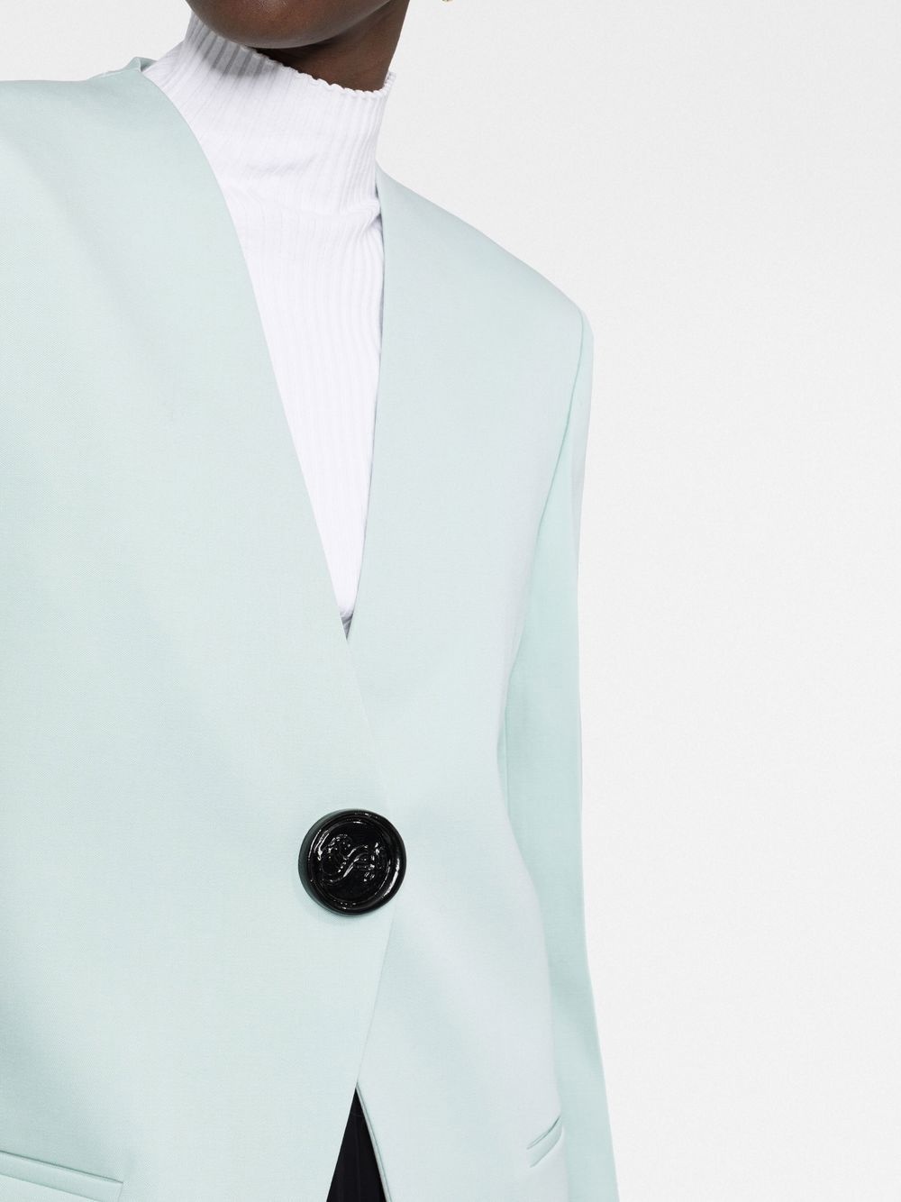 single-button wool blazer - 5