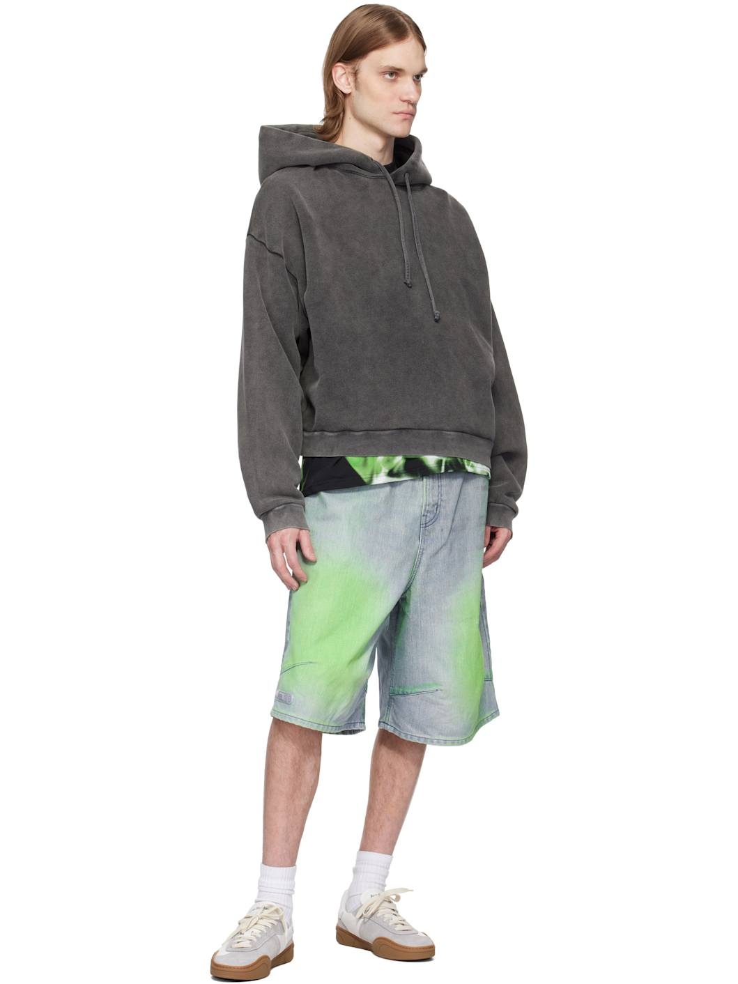 Blue & Green Knee Denim Shorts - 4