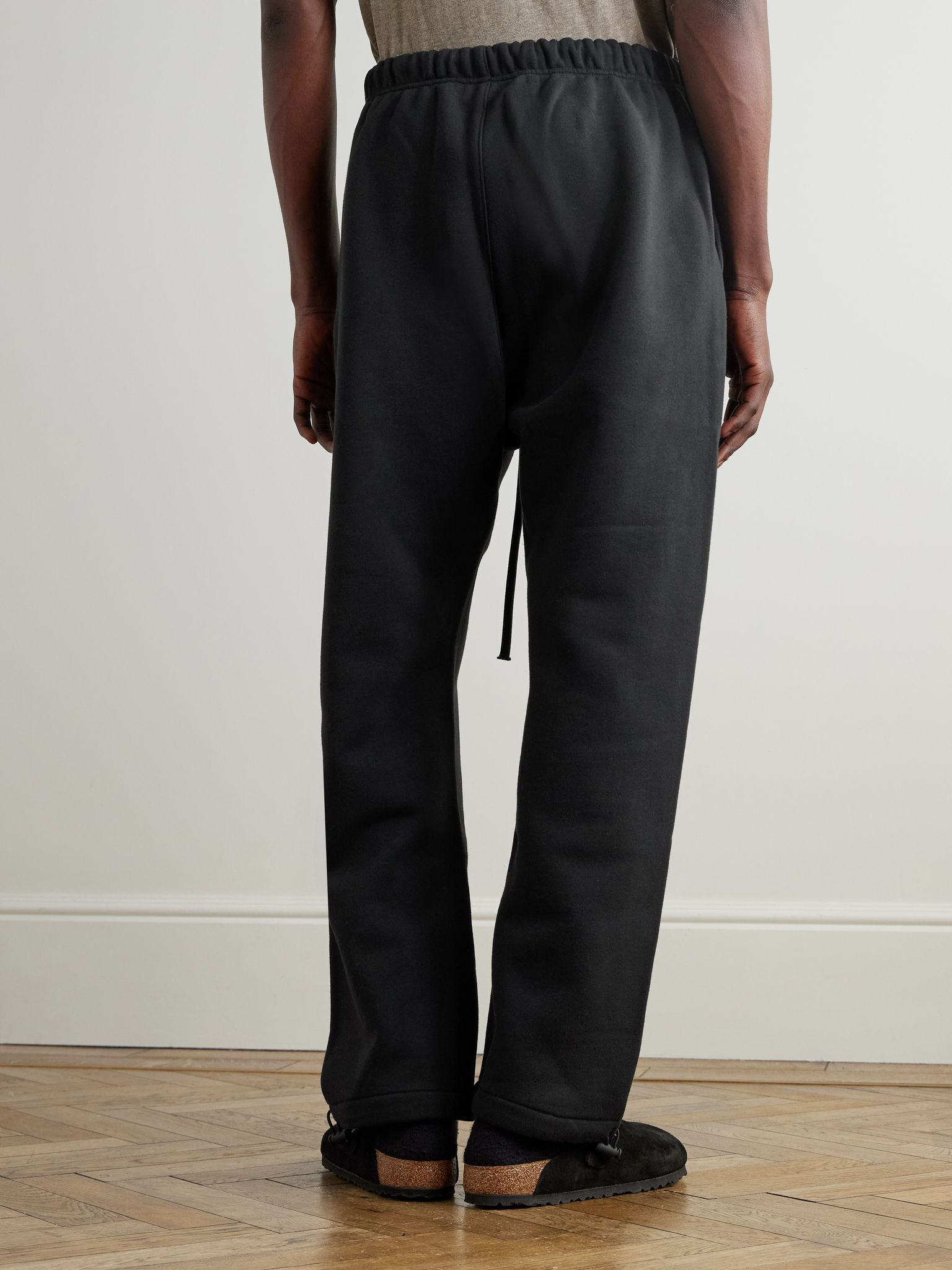 Straight-Leg Logo-Appliquéd Cotton-Blend Jersey Sweatpants Black - 4