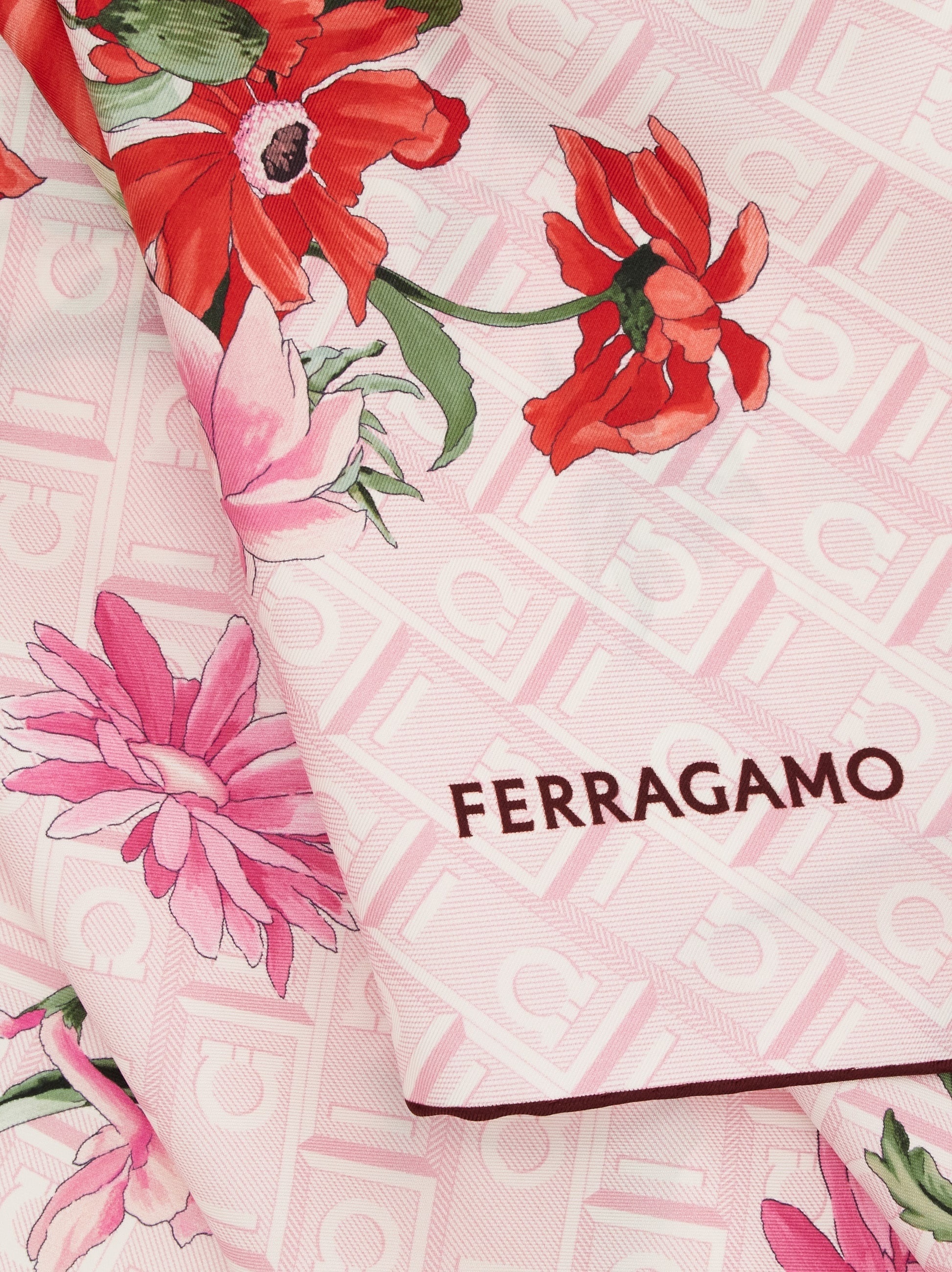 Bouquet print silk scarf - 2