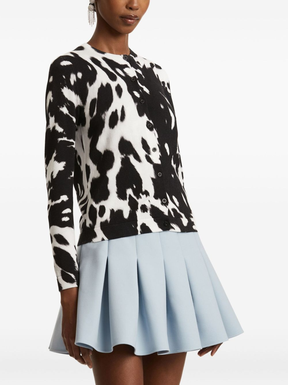cowhide-print button cardigan - 4