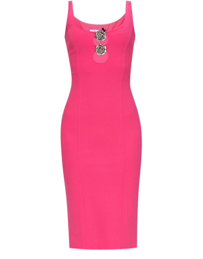 rose-brooch-detail sleeveless dress - 1