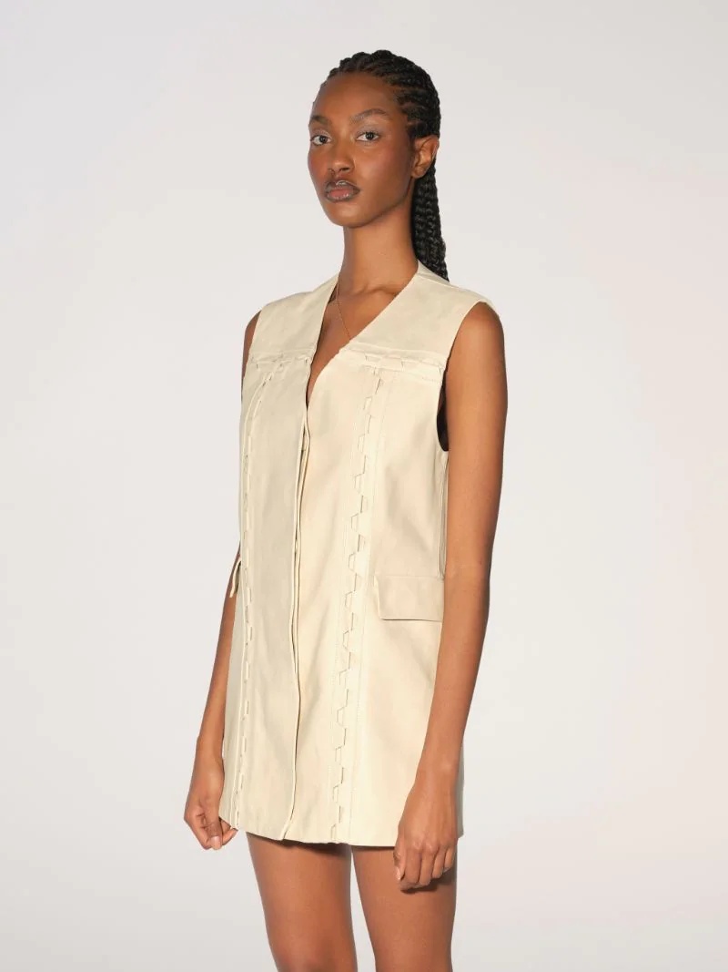 LACE UP LEATHER VEST - 4