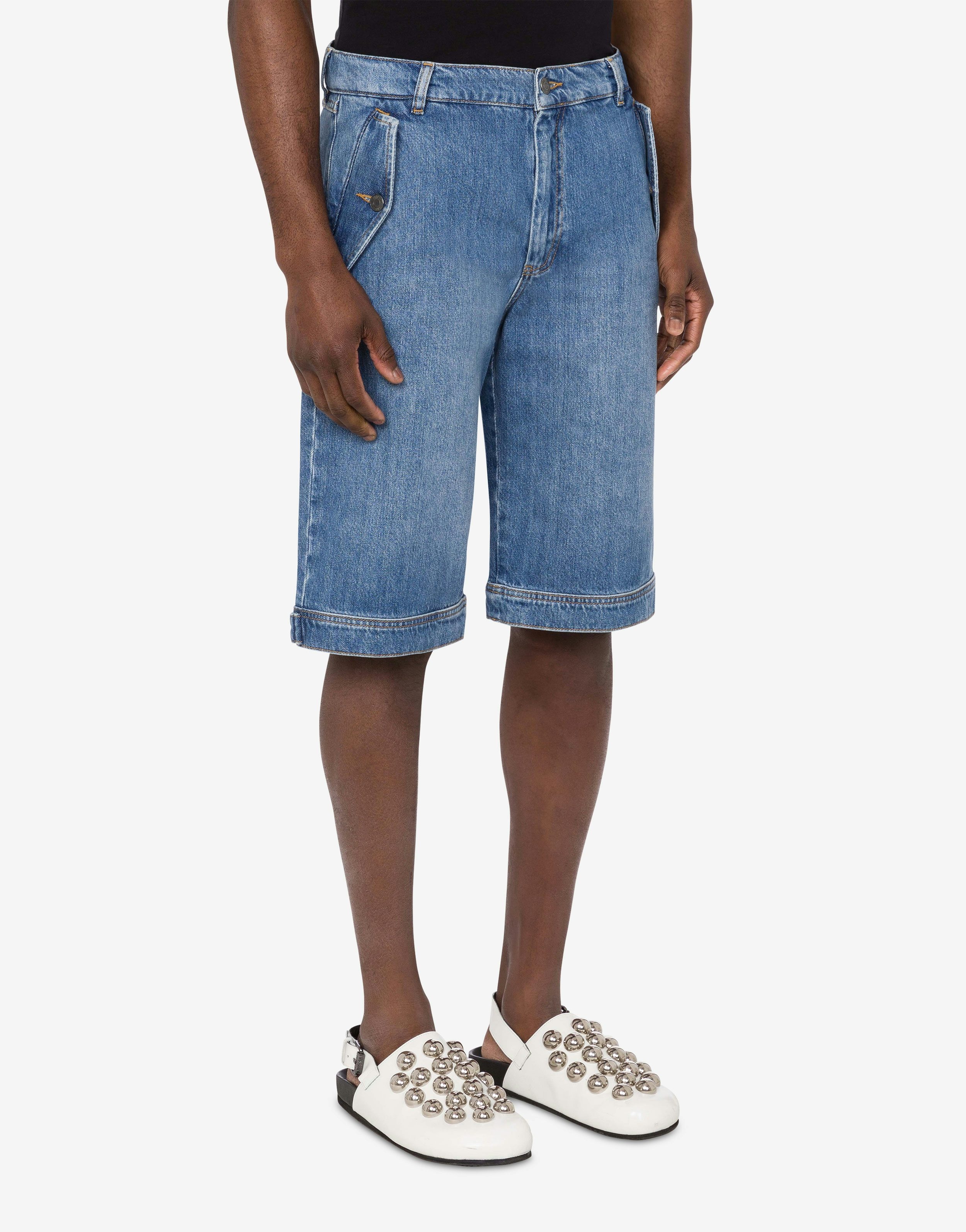 BLUE COTTON DENIM BERMUDA SHORTS - 2