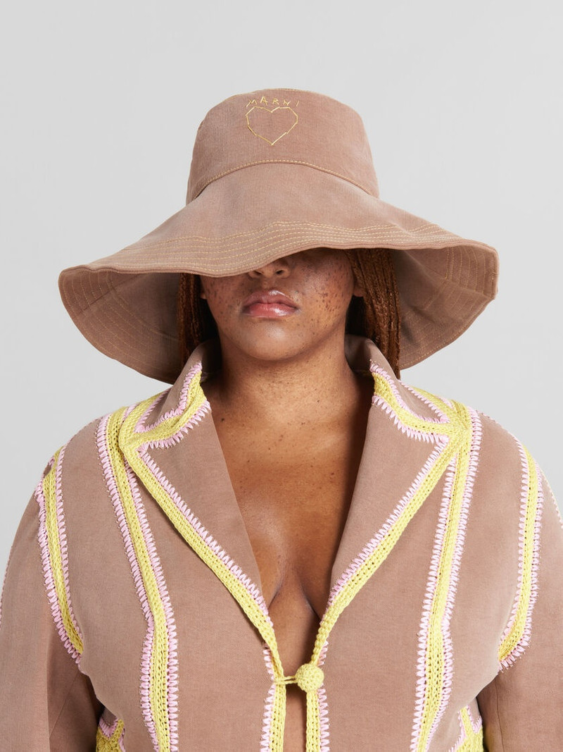 Marni BROWN ORGANIC DENIM HAT outlook