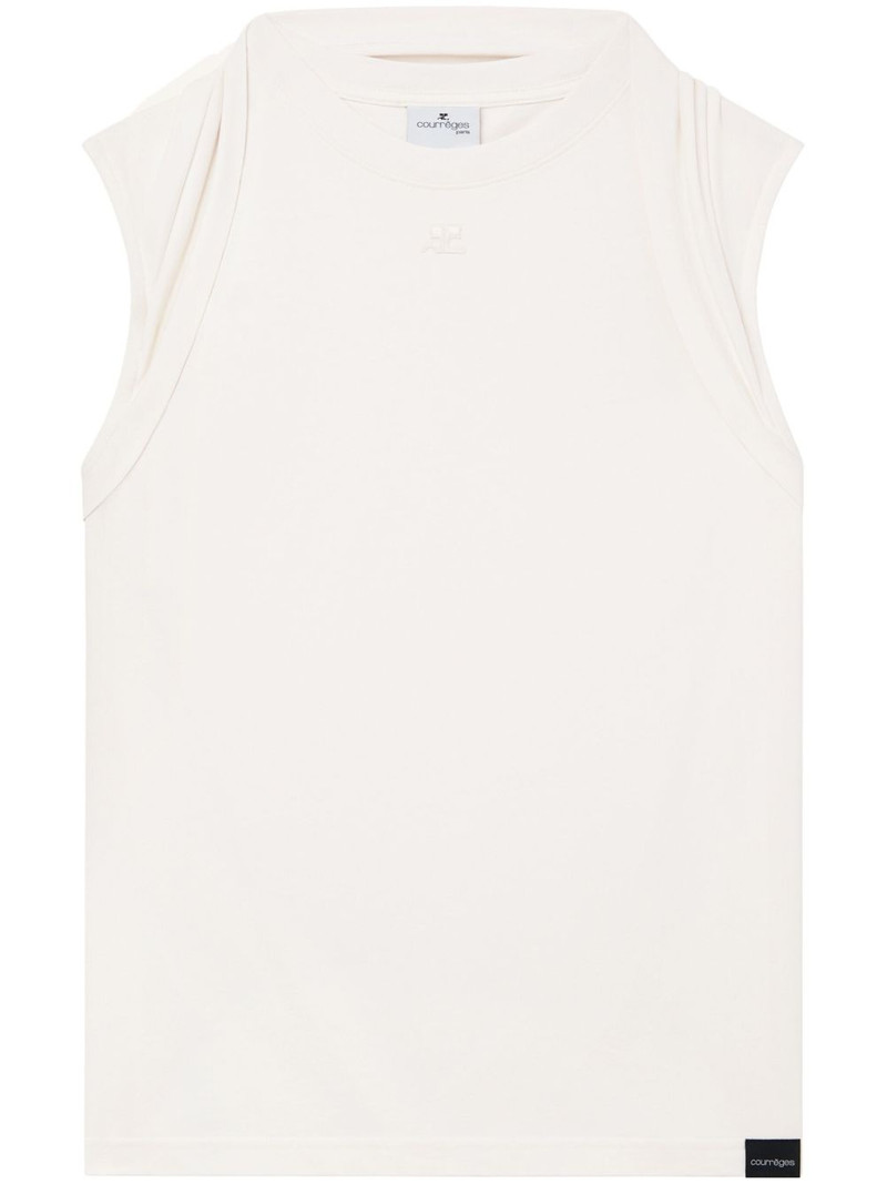 draped-detail cotton tank top 1