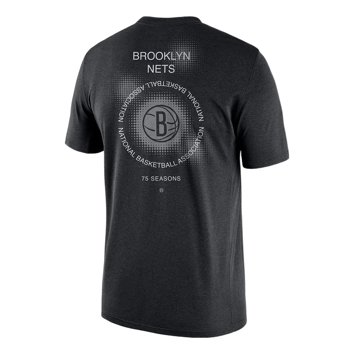 Men's Nike Brooklyn Nets Geometry Pattern Logo Printing Round Neck Short Sleeve Black T-Shirt DH6732 - 1
