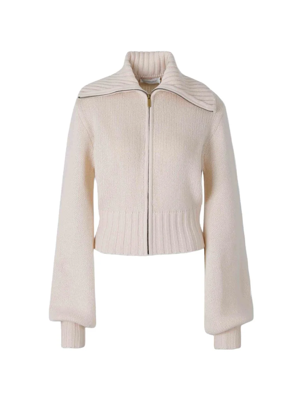 ribbed-knit zip-up cardigan - 1