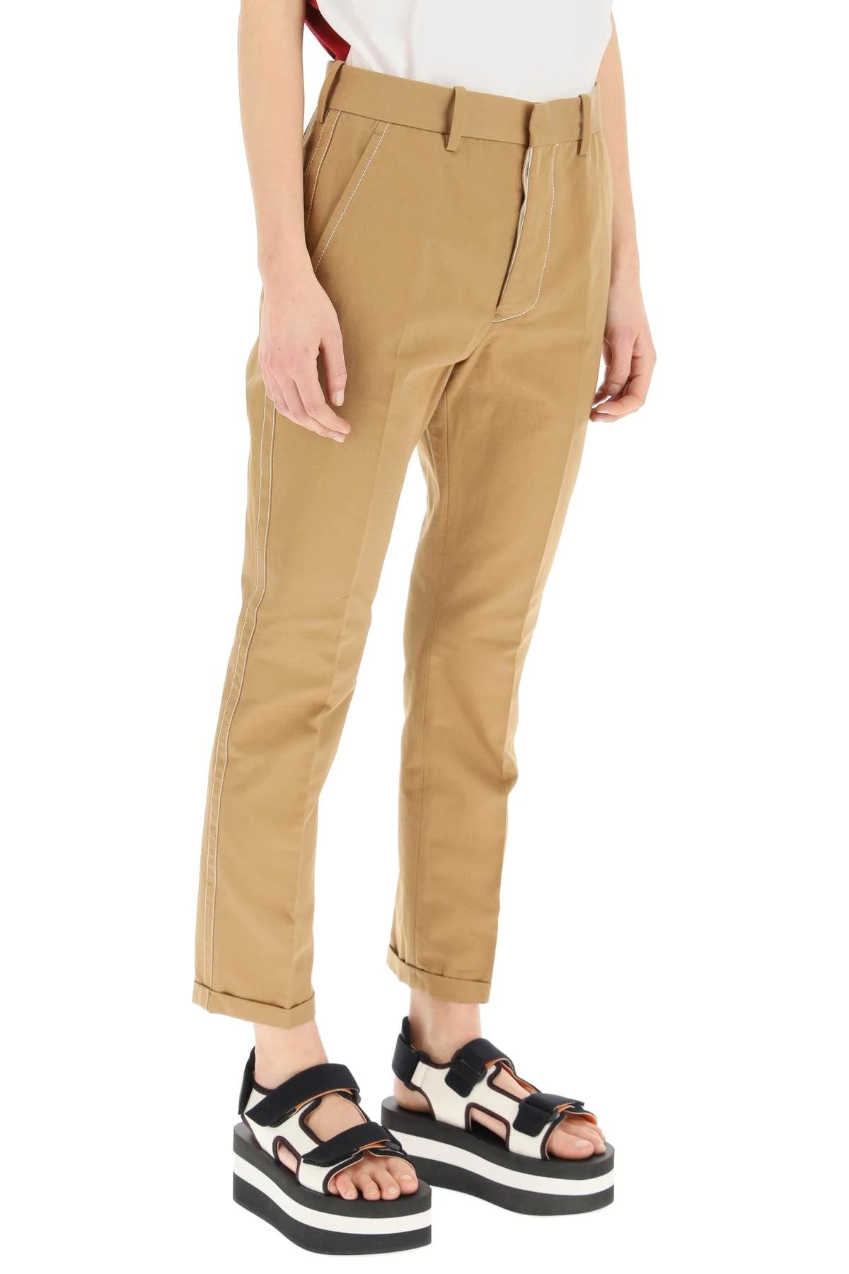 COTTON AND LINEN DRILL TROUSERS - 3