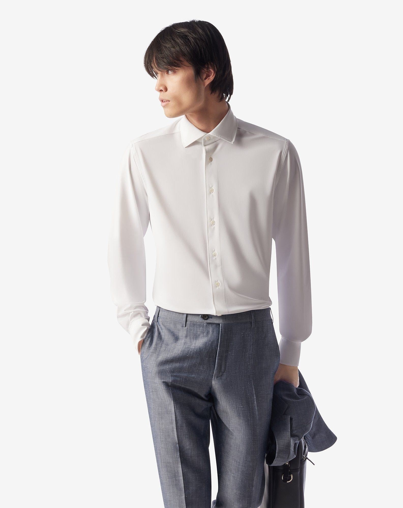 White bi-elastic fabric shirt - 2