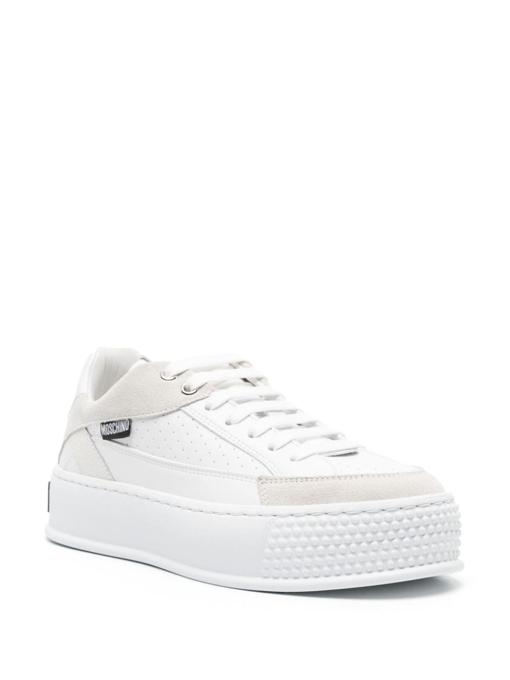 logo-embossed leather sneakers - 2