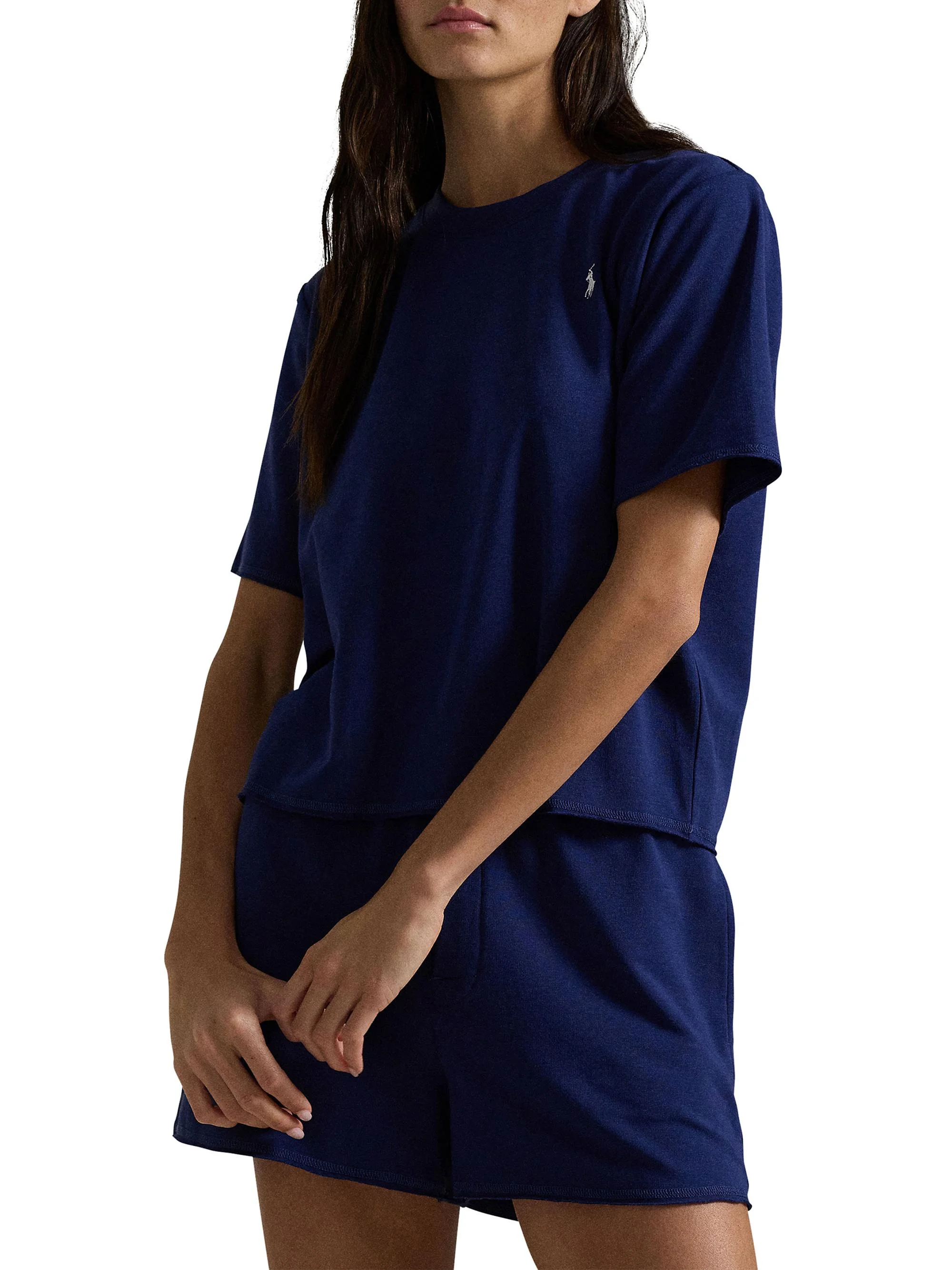 Women's Striped Jersey Short Pajamas - Navy - 1