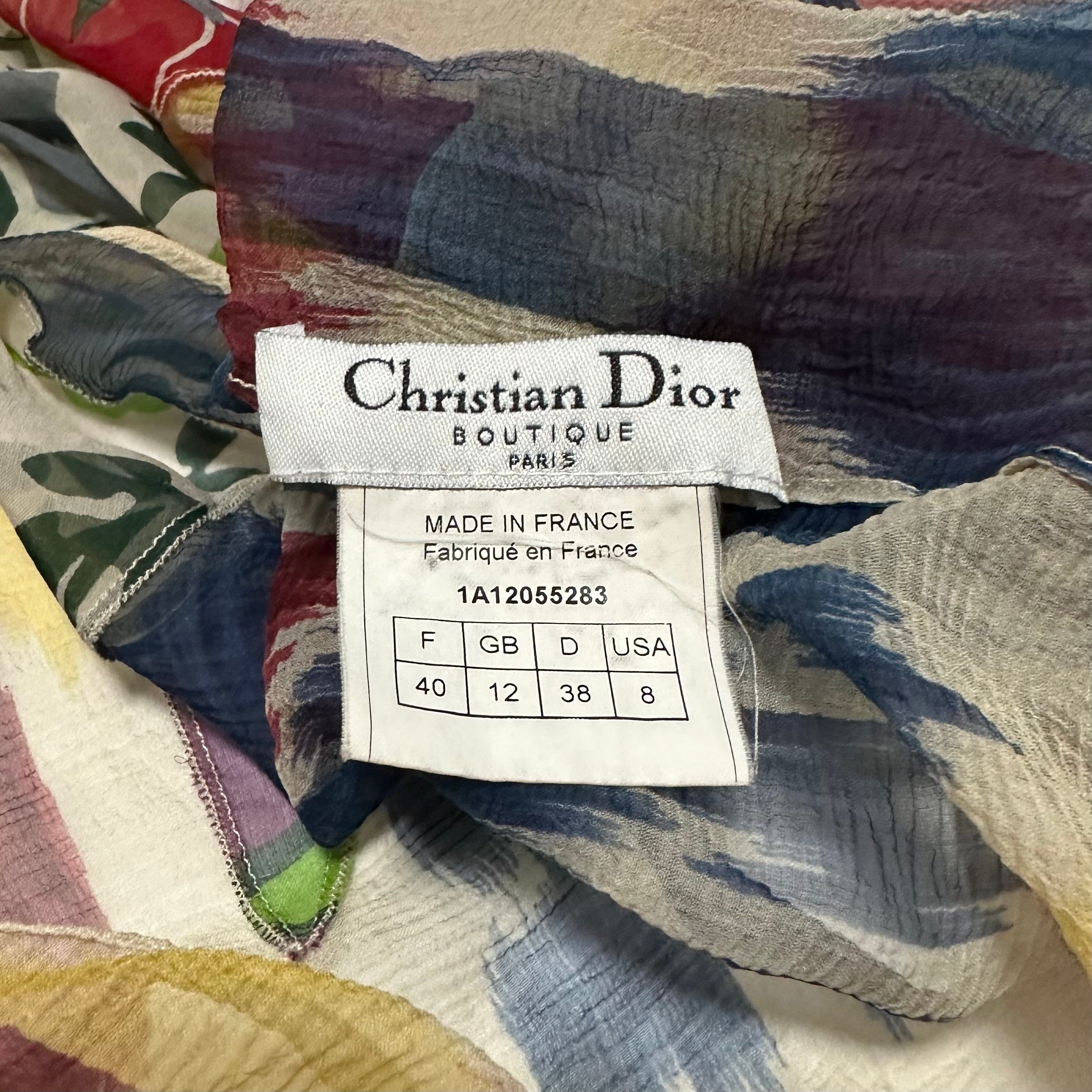 CHRISTIAN DIOR Fall Winter 2001 Floral Print Wrap Sheer Cardigan - 4