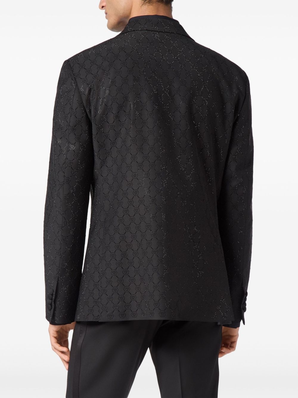 monogram-pattern blazer - 4