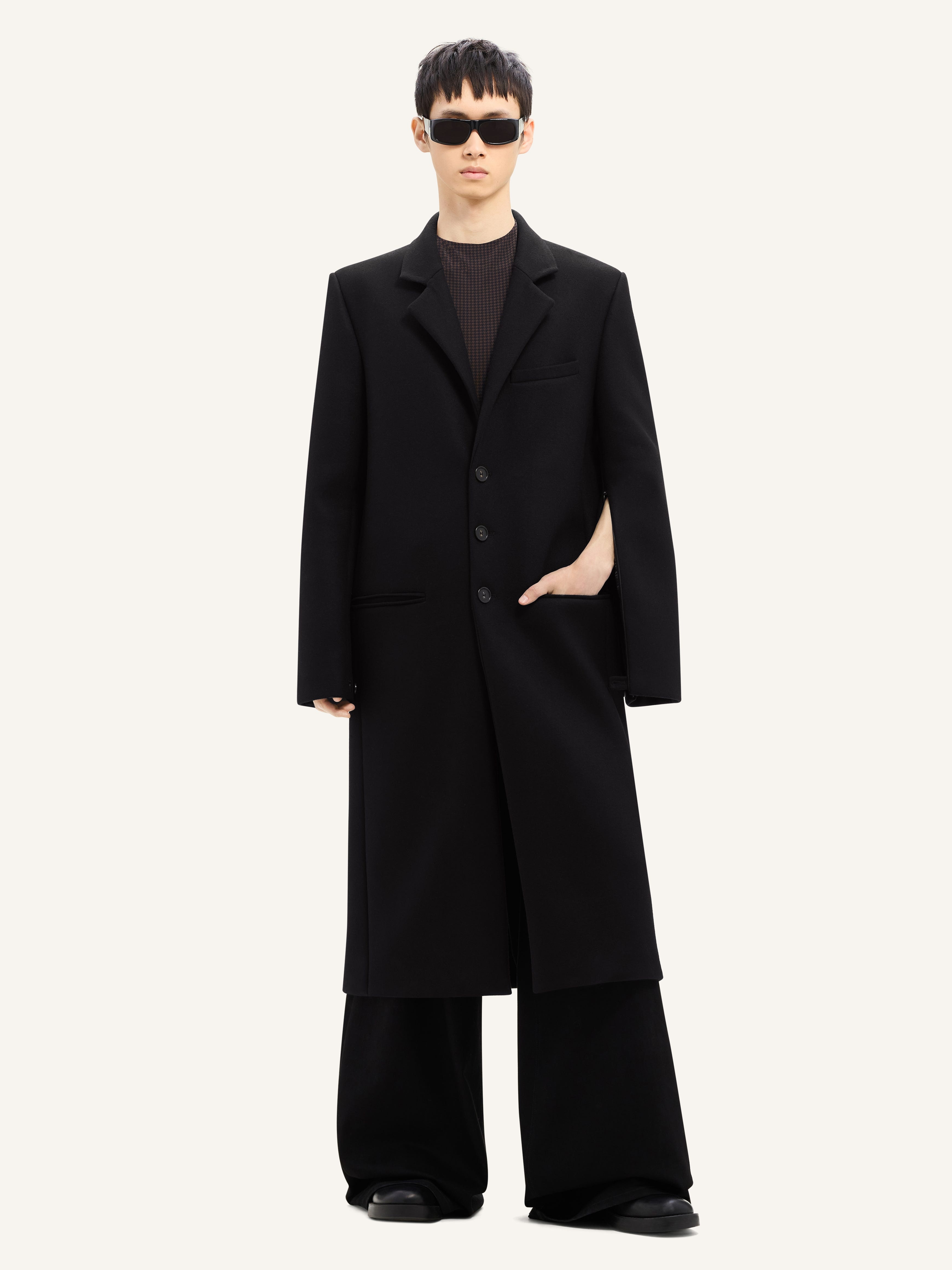 courrèges TAILORED WOOL LONG COAT | REVERSIBLE