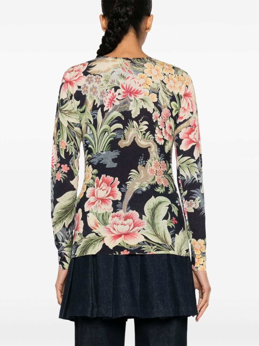 floral-print knitted jumper - 4