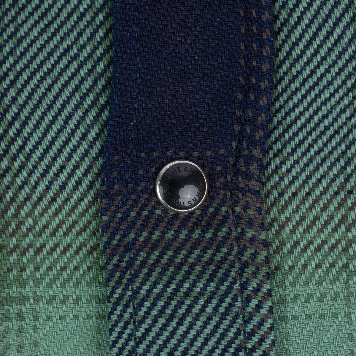 IHSH-348-GRN 9oz Selvedge Ombré Check Western Shirt - Green - 10