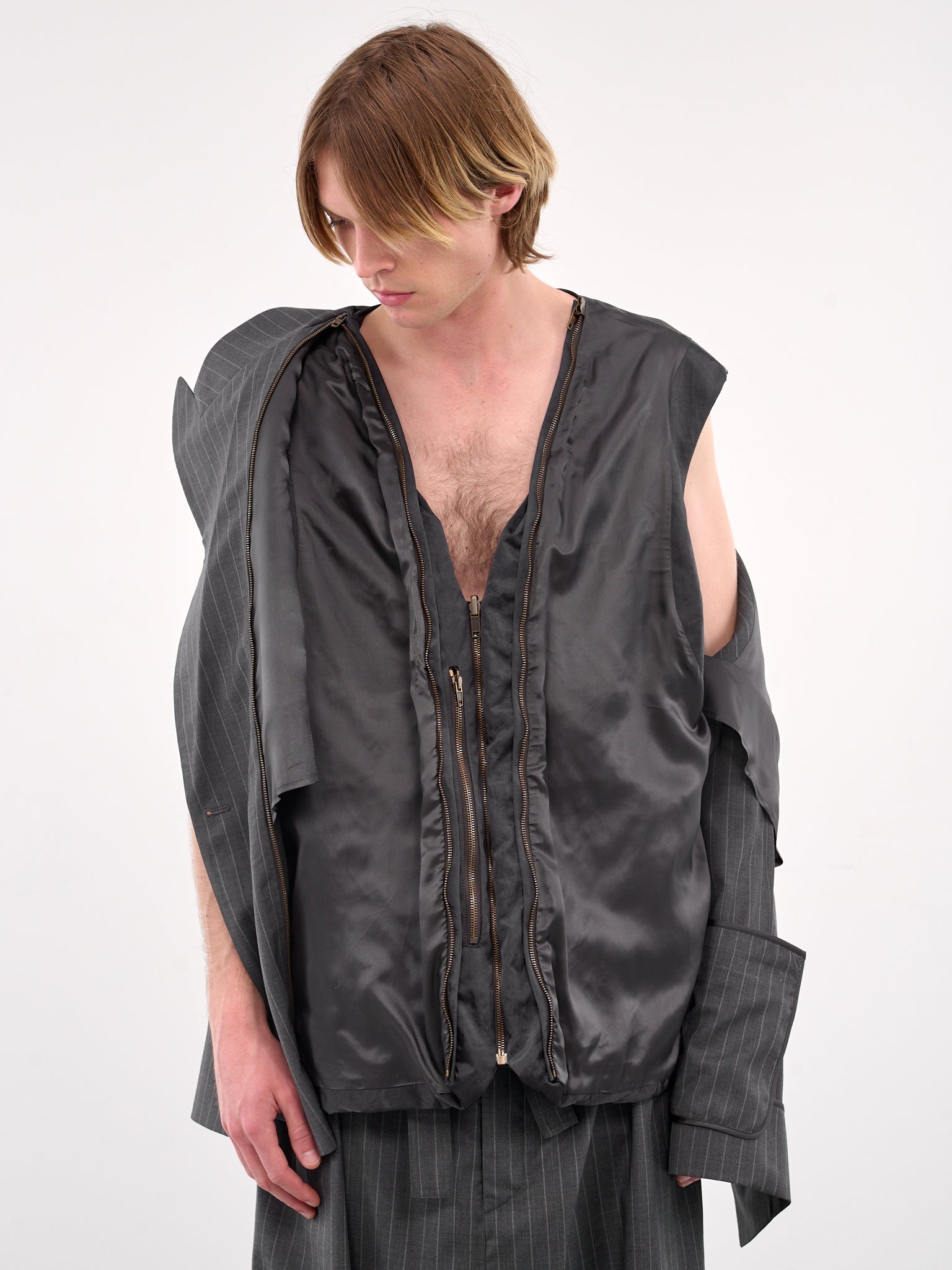 Peaked Lapel Sleeveless Blazer - 5