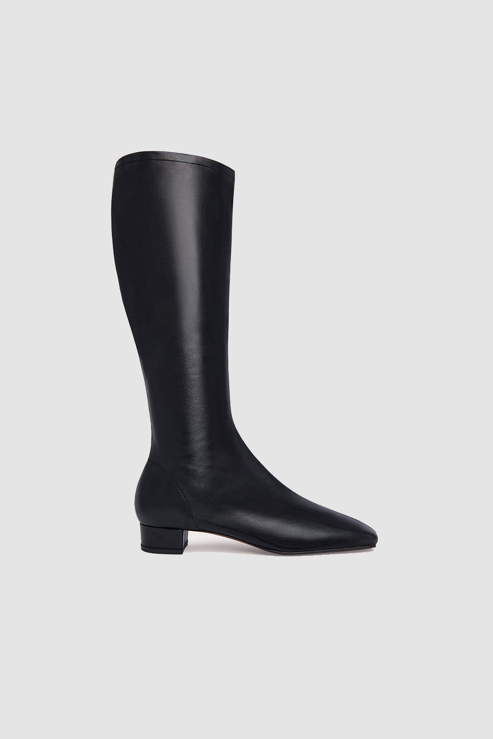 Edie Black Leather Knee-High Boot - 1