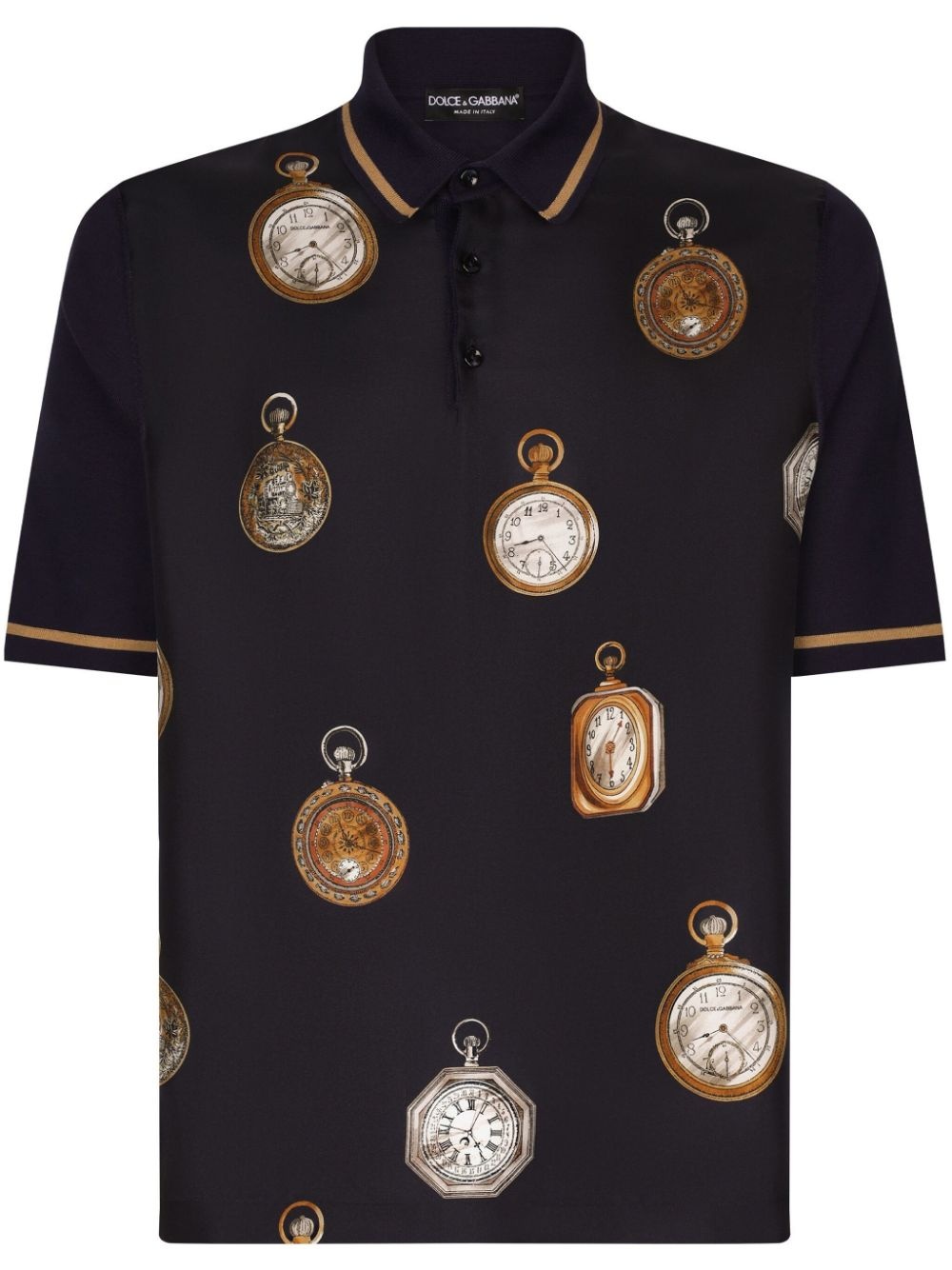 watches-print silk polo shirt - 1