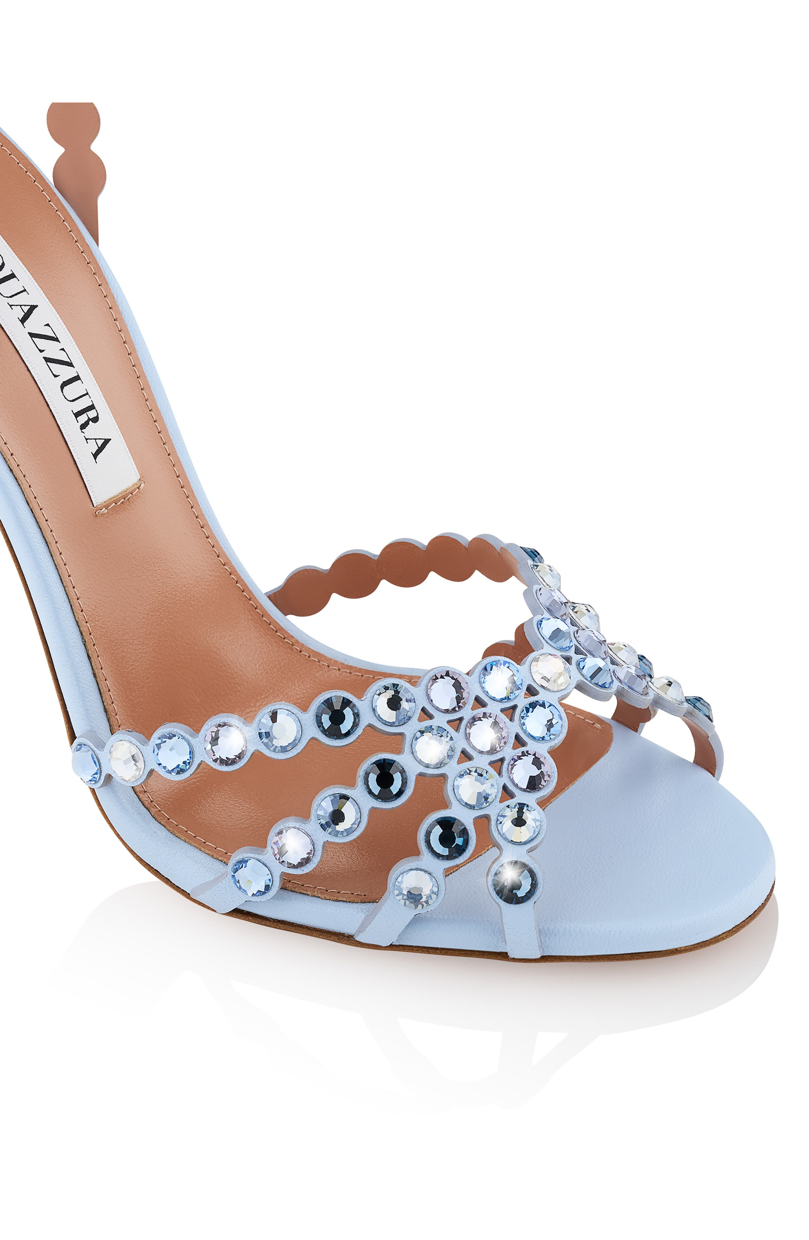 Aquazzura Tequila Crystal Ankle Strap Sandal in Baby Blue at Nordstrom - 6