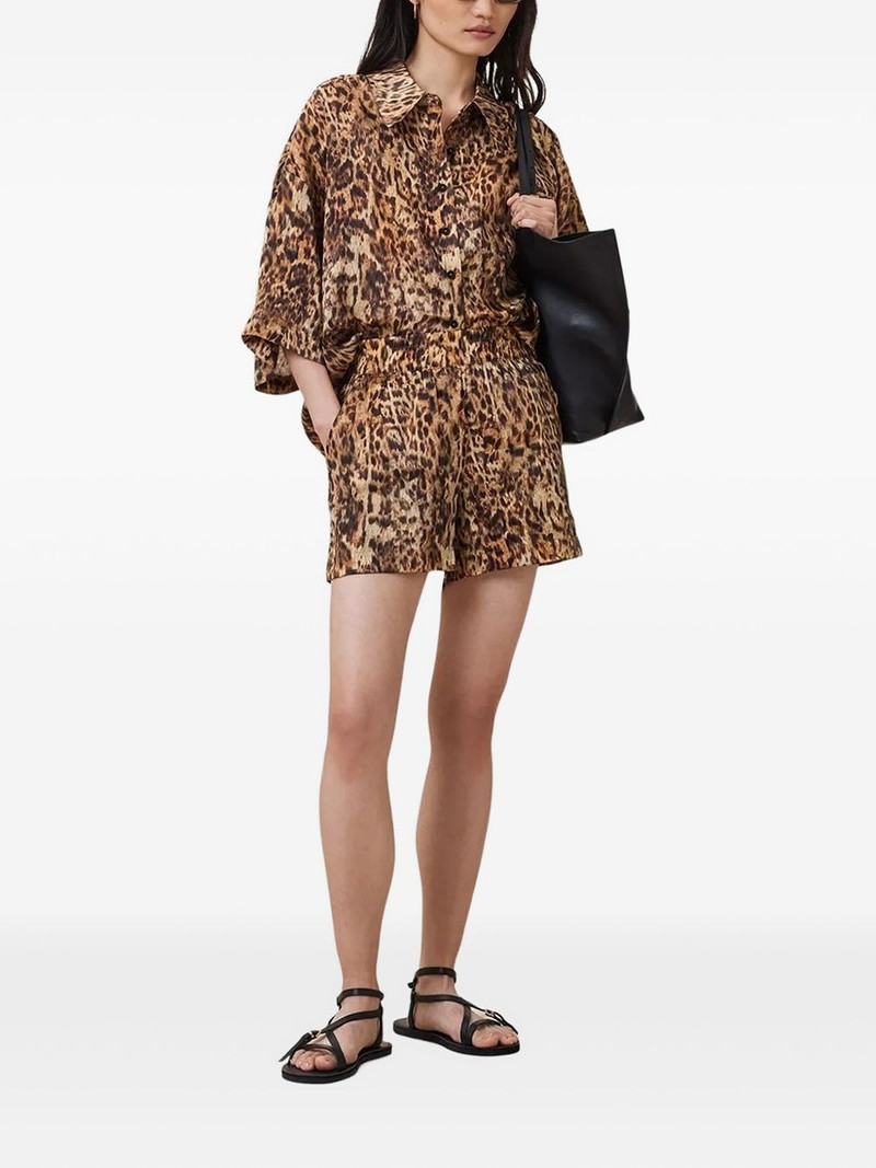 ALLSAINTS Charli leopard print elastic-waist shorts outlook