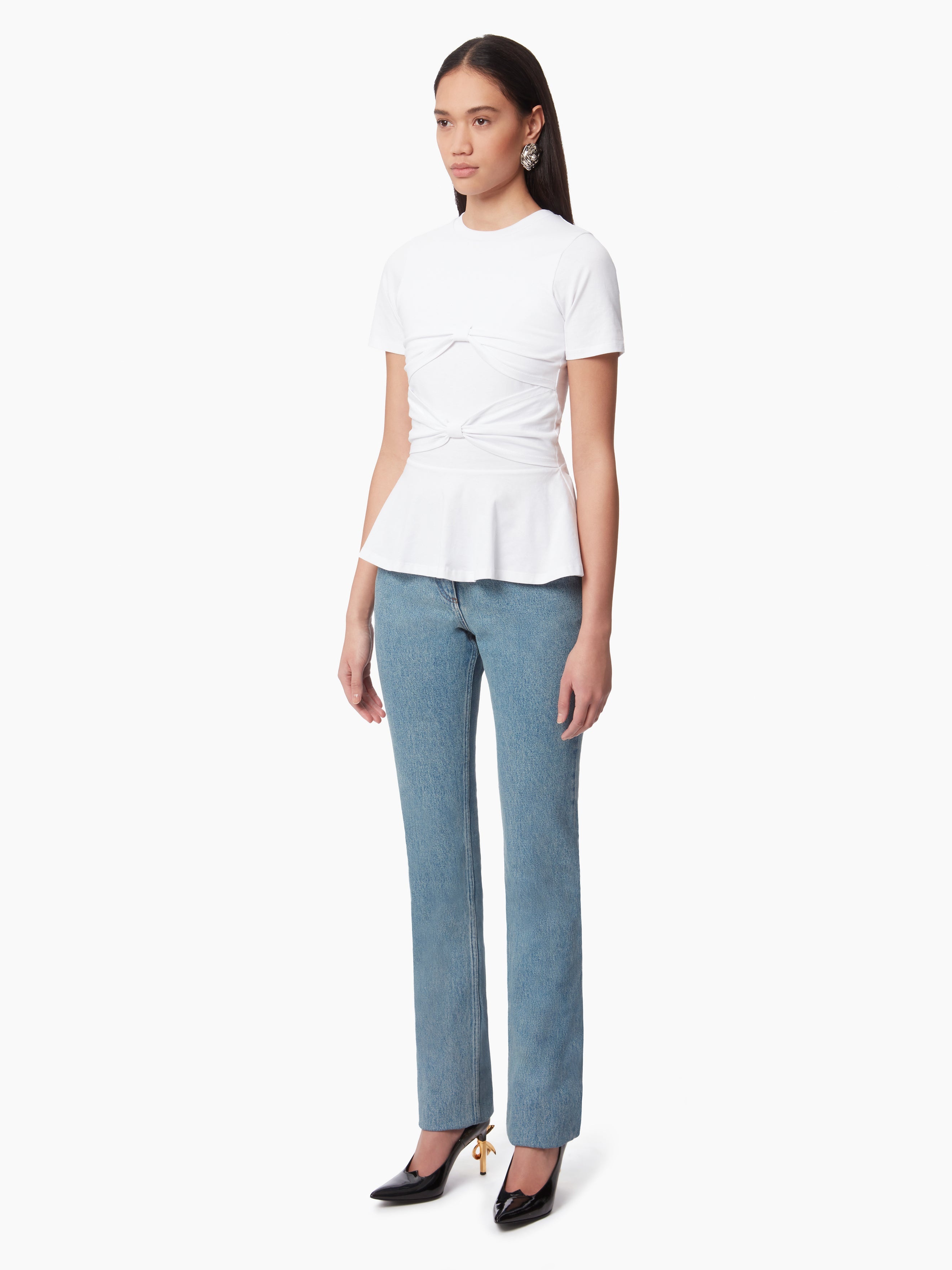 NINA RICCI PEPLUM T-SHIRT WITH BOW DETAIL | REVERSIBLE