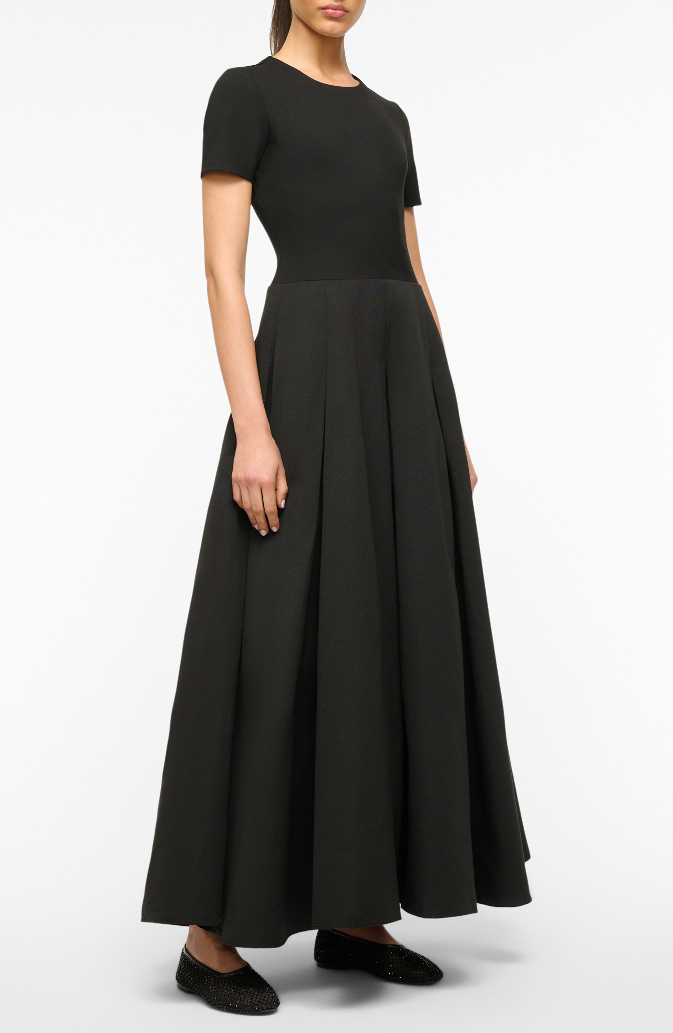 STAUD Hopper Mixed Media Gown in Black at Nordstrom - 3