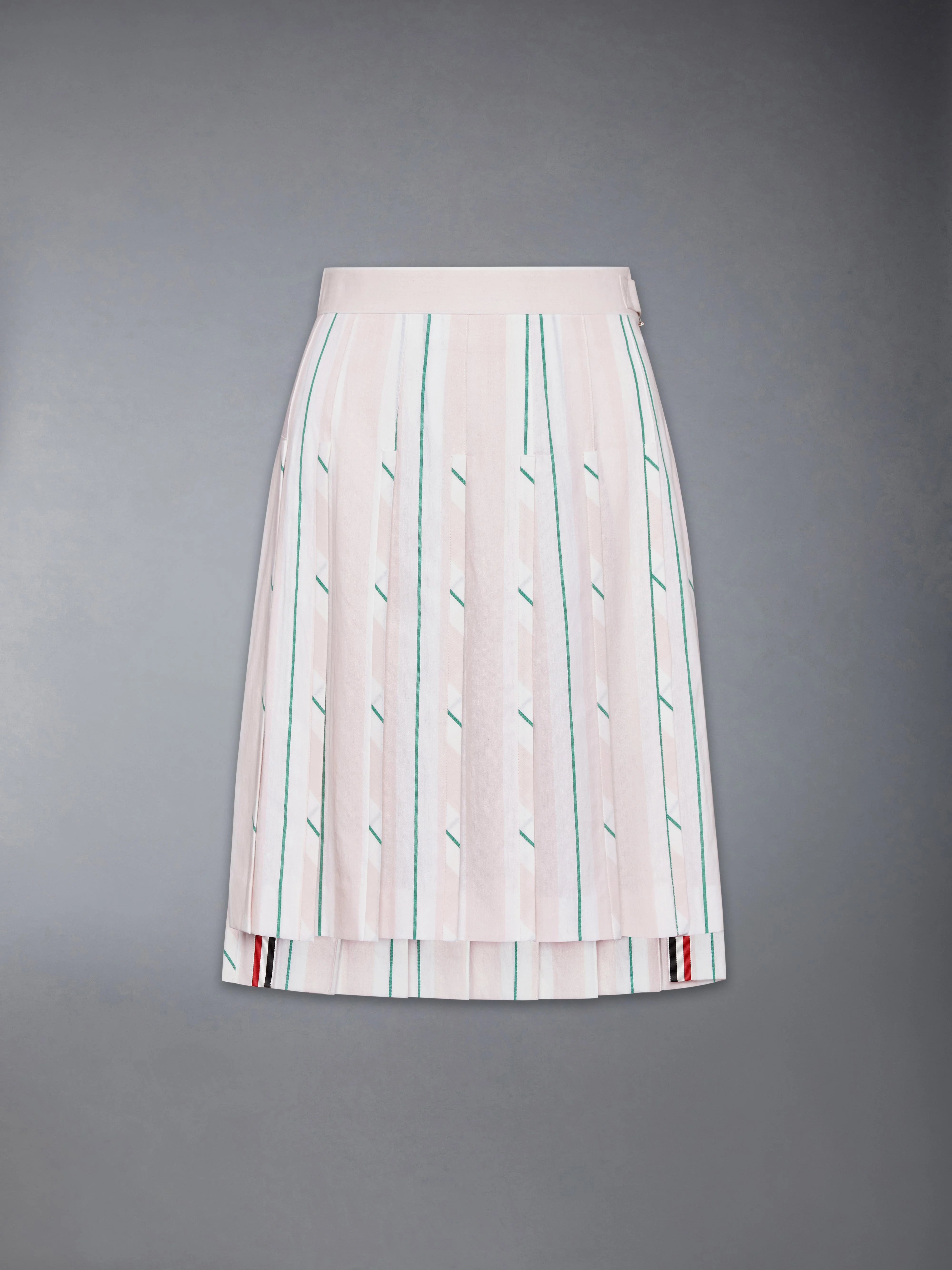 MADRAS COTTON STRIPED PLEATED SKIRT - 1