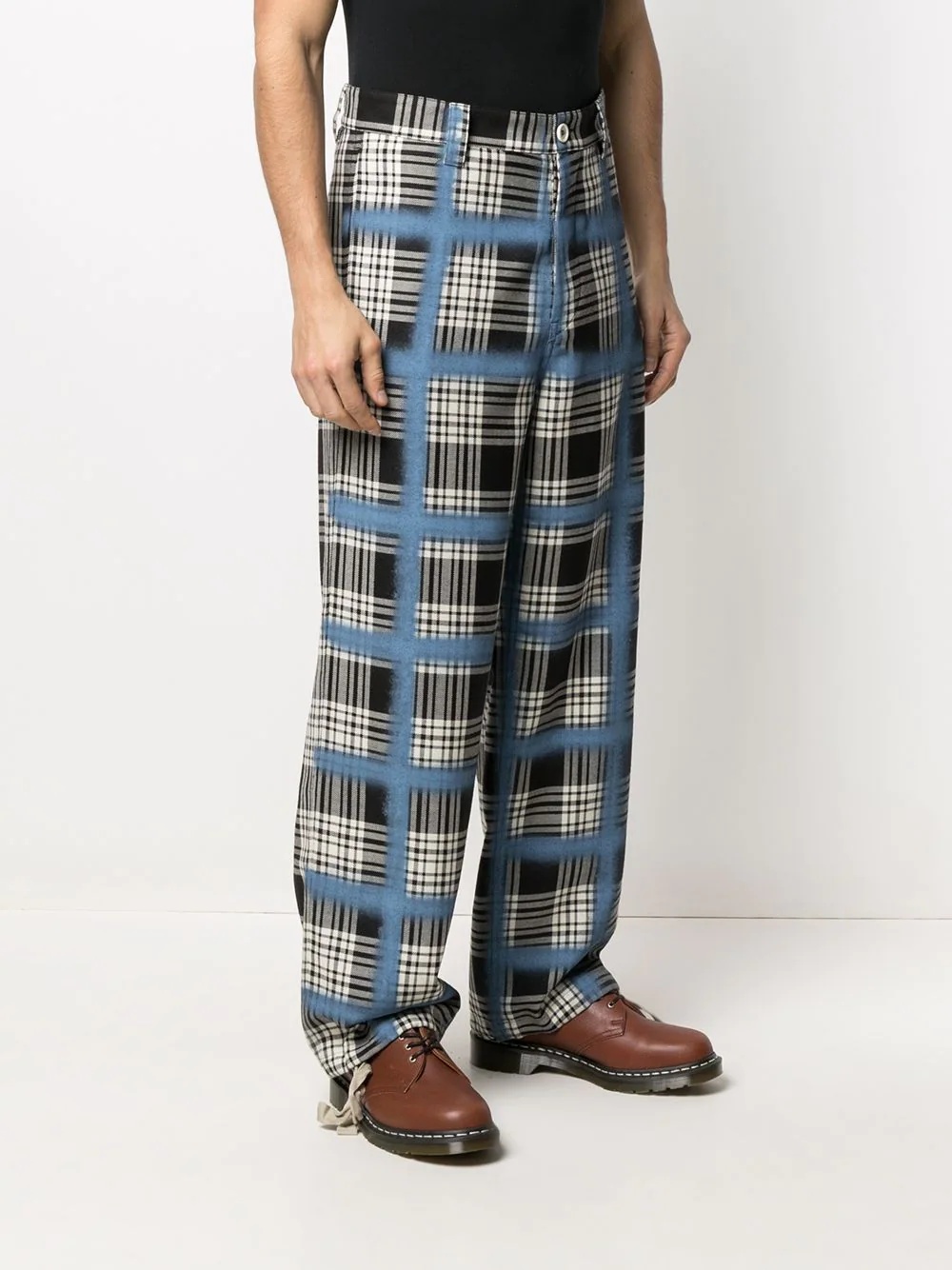 plaid straight-leg trousers - 3