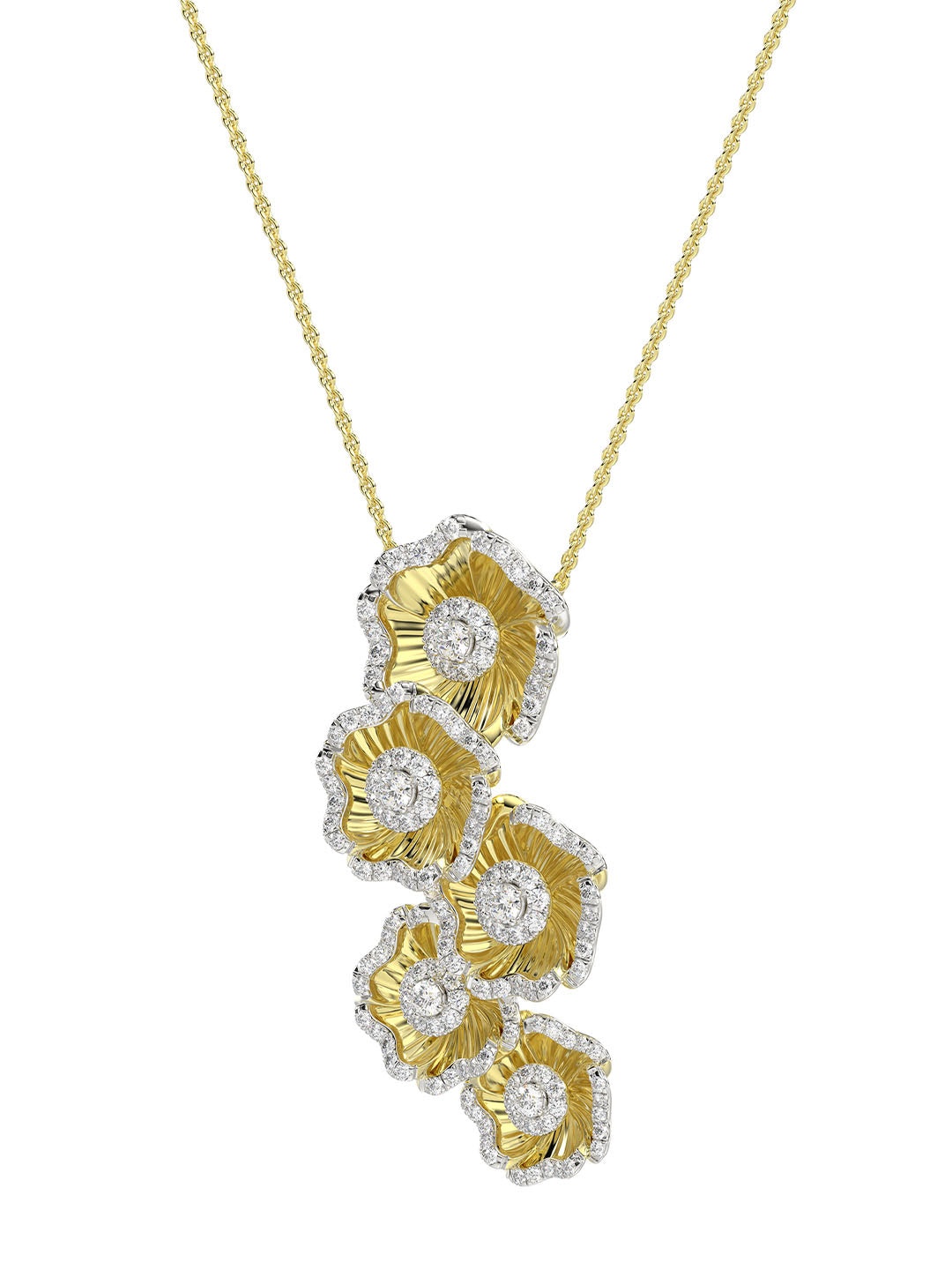 HALO FLOWER YELLOW GOLD NECKLACE - 3