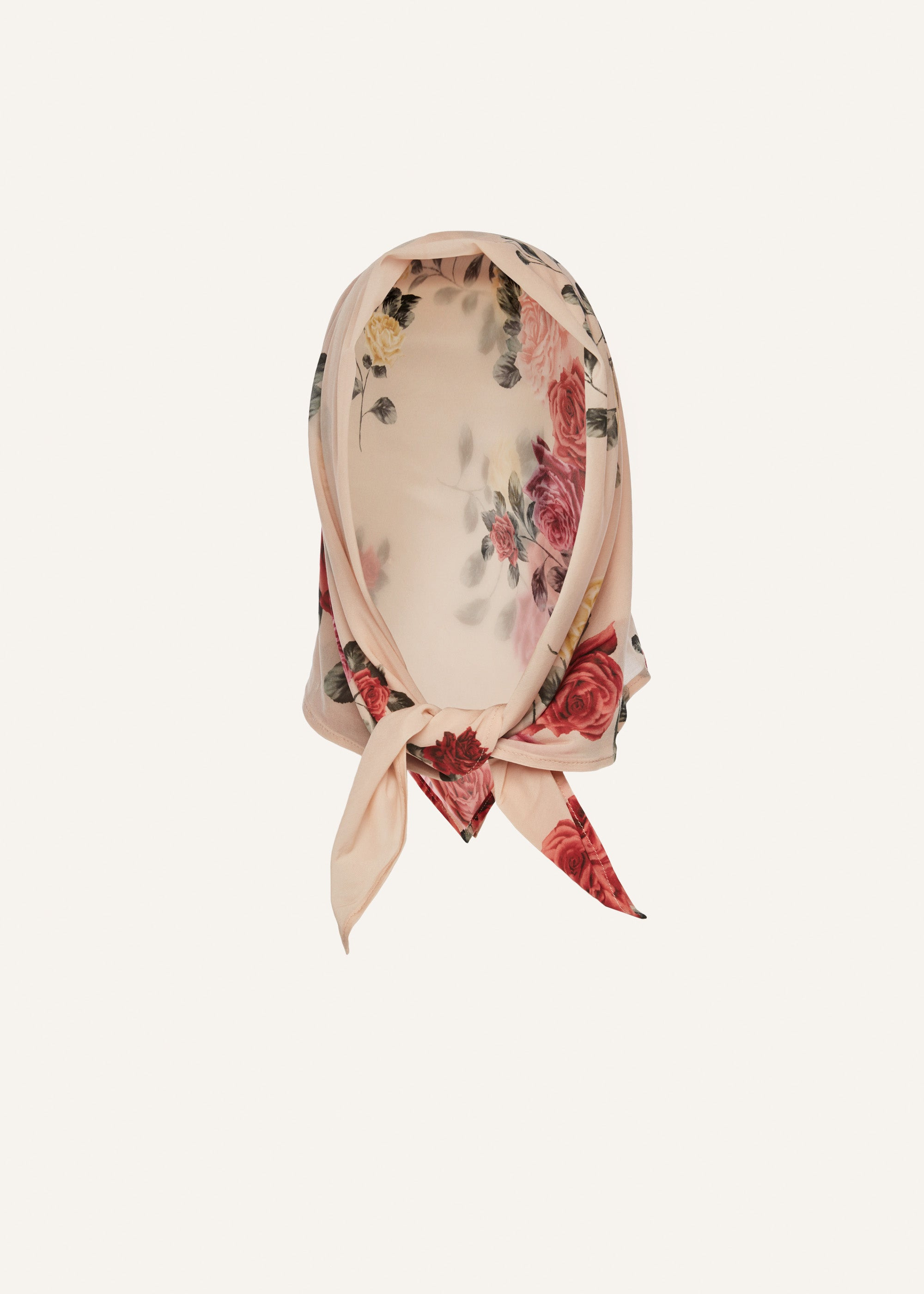 Rose print scarf in beige - 2