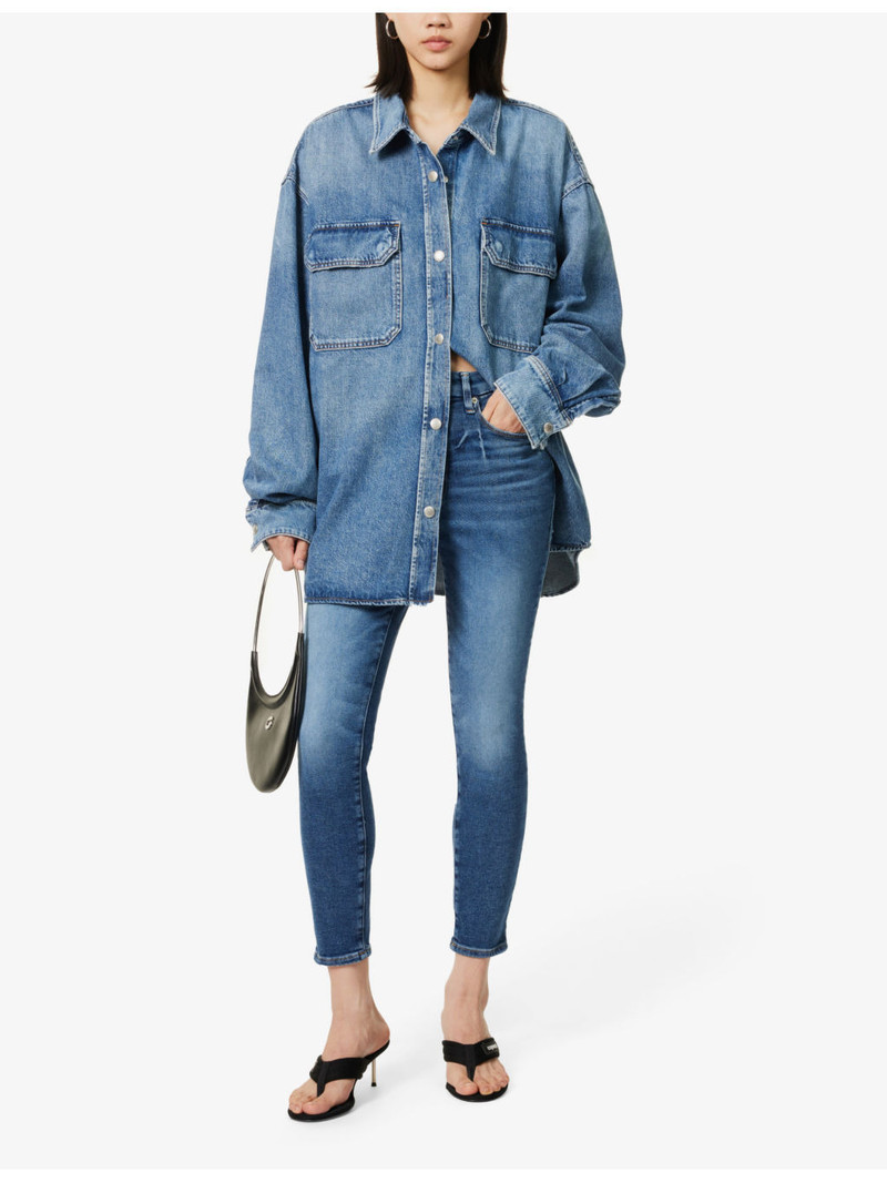 GOOD AMERICAN Good Waist slim-leg high-rise stretch-denim jeans outlook