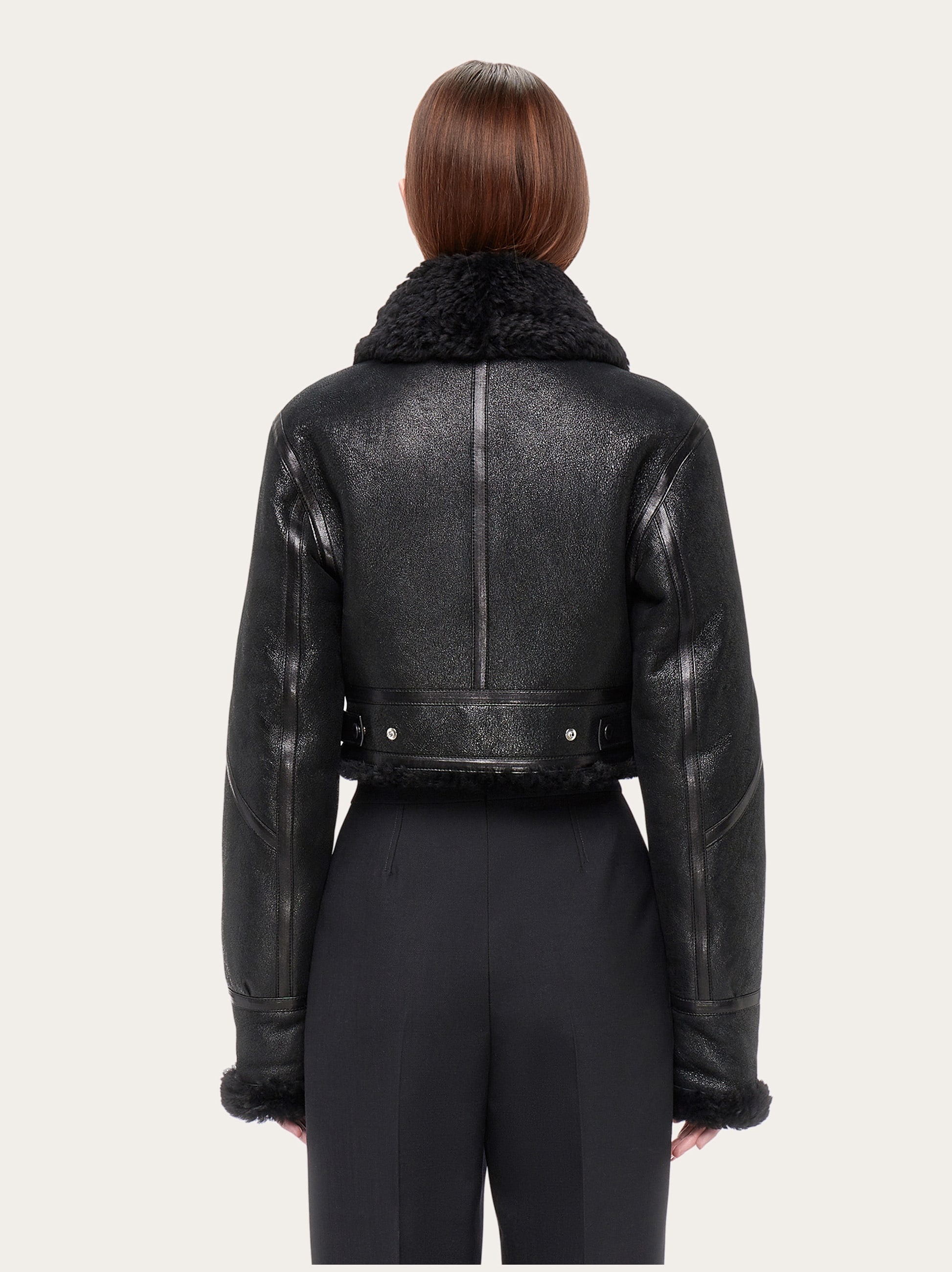 Cropped shearling bomber - 3