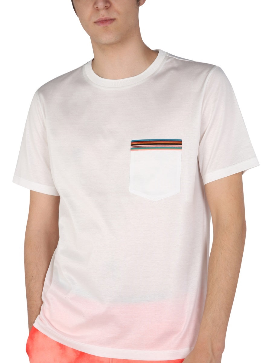Tシャツ・カットソー Paul Smith SIGNATURE STRIPE T-SHIRT (M1R/306U/H00088_01) Men's Navy 'Signature Stripe' Pocket T-Shirt