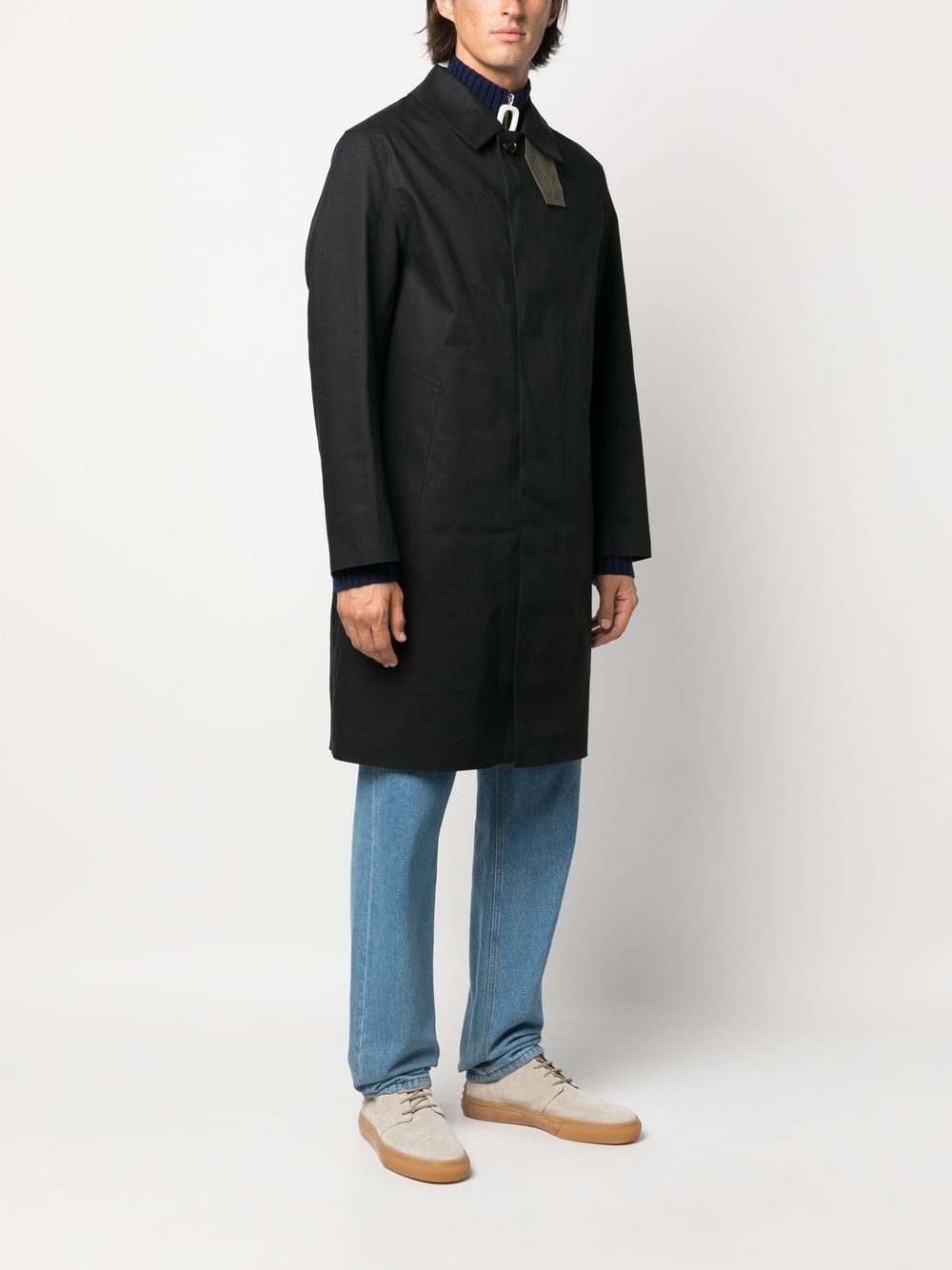 long-sleeve button-up trench coat - 3